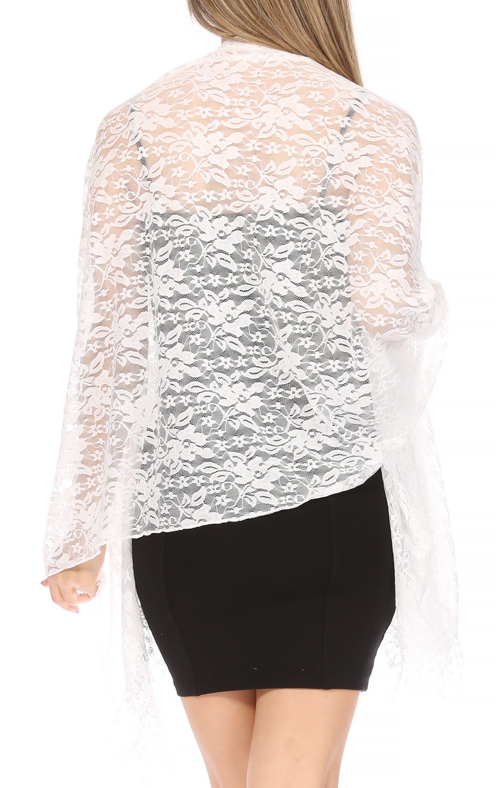 Sakkas Mari Women's Large Lightweight Soft Lace Scarf Wrap Shawl Floral and Fringe - Concordia Style Boutique