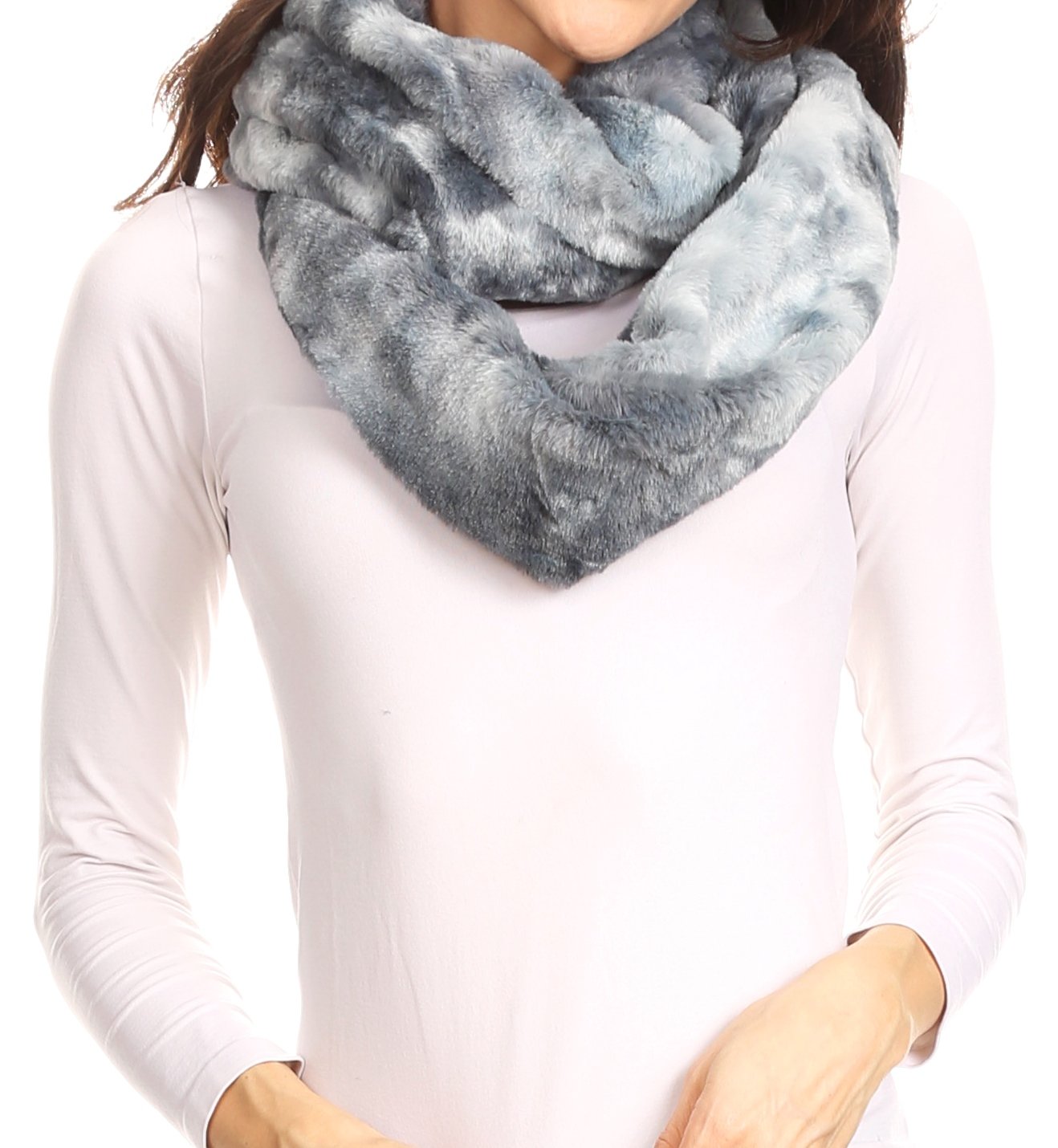 Sakkas Abir Soft Furry Reversible Short Twist Wrap Around Infinity Scarf - Concordia Style Boutique