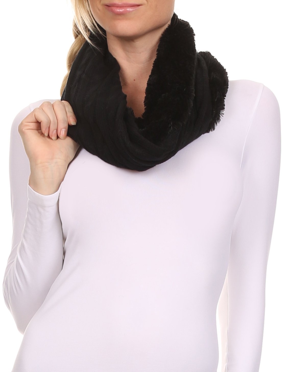 Sakkas Abir Soft Furry Reversible Short Twist Wrap Around Infinity Scarf - Concordia Style Boutique