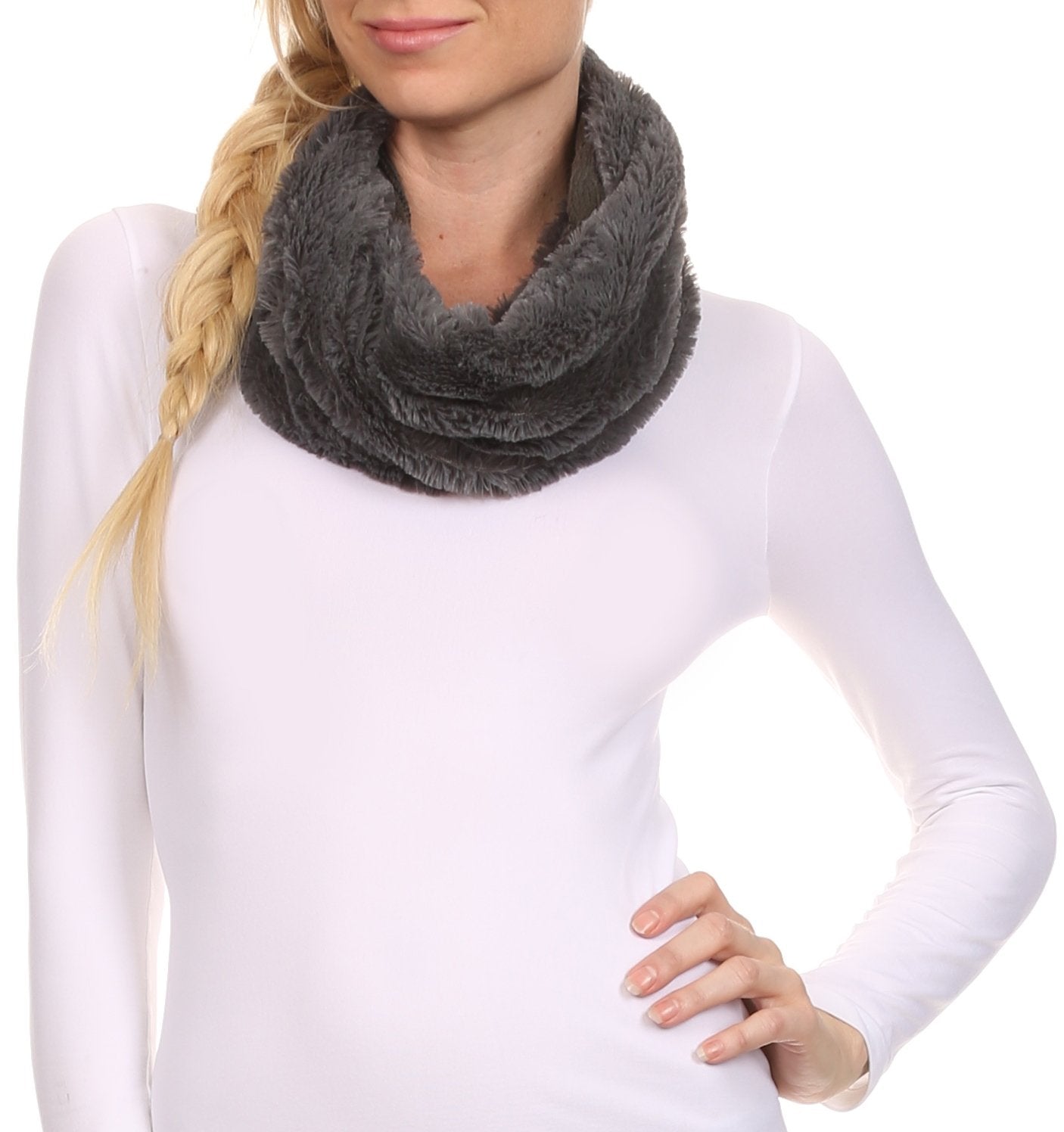 Sakkas Abir Soft Furry Reversible Short Twist Wrap Around Infinity Scarf - Concordia Style Boutique