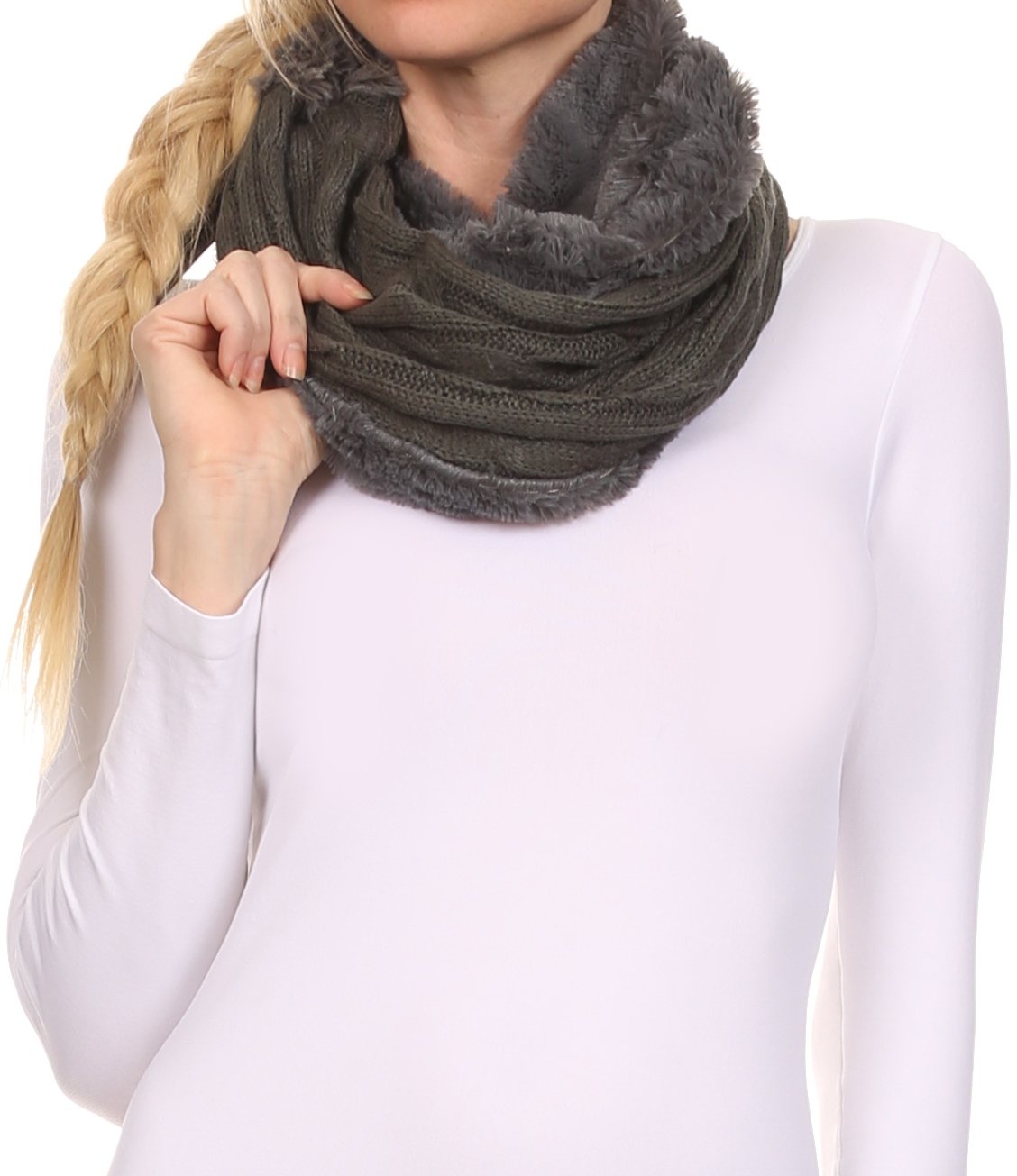 Sakkas Abir Soft Furry Reversible Short Twist Wrap Around Infinity Scarf - Concordia Style Boutique