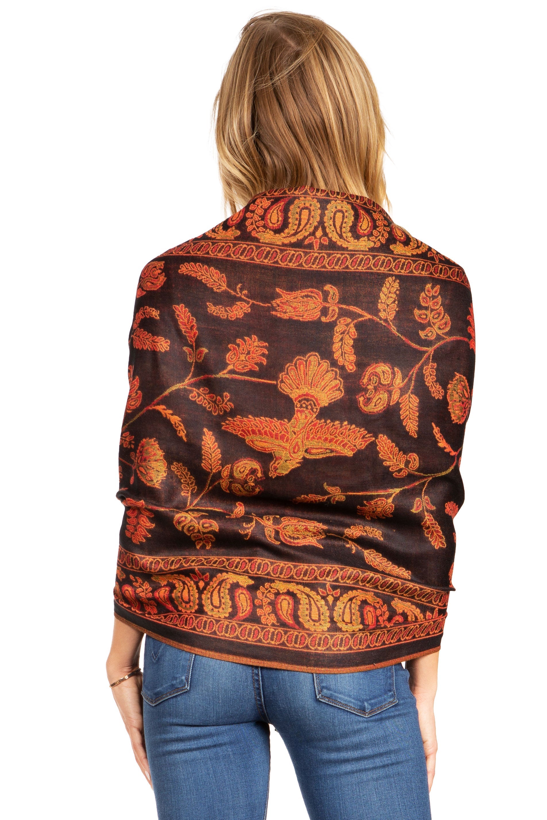 Sakkas Gianna Women's Silky Soft Reversible Floral Woven Pashmina Scarf Shawl Wrap - Concordia Style Boutique