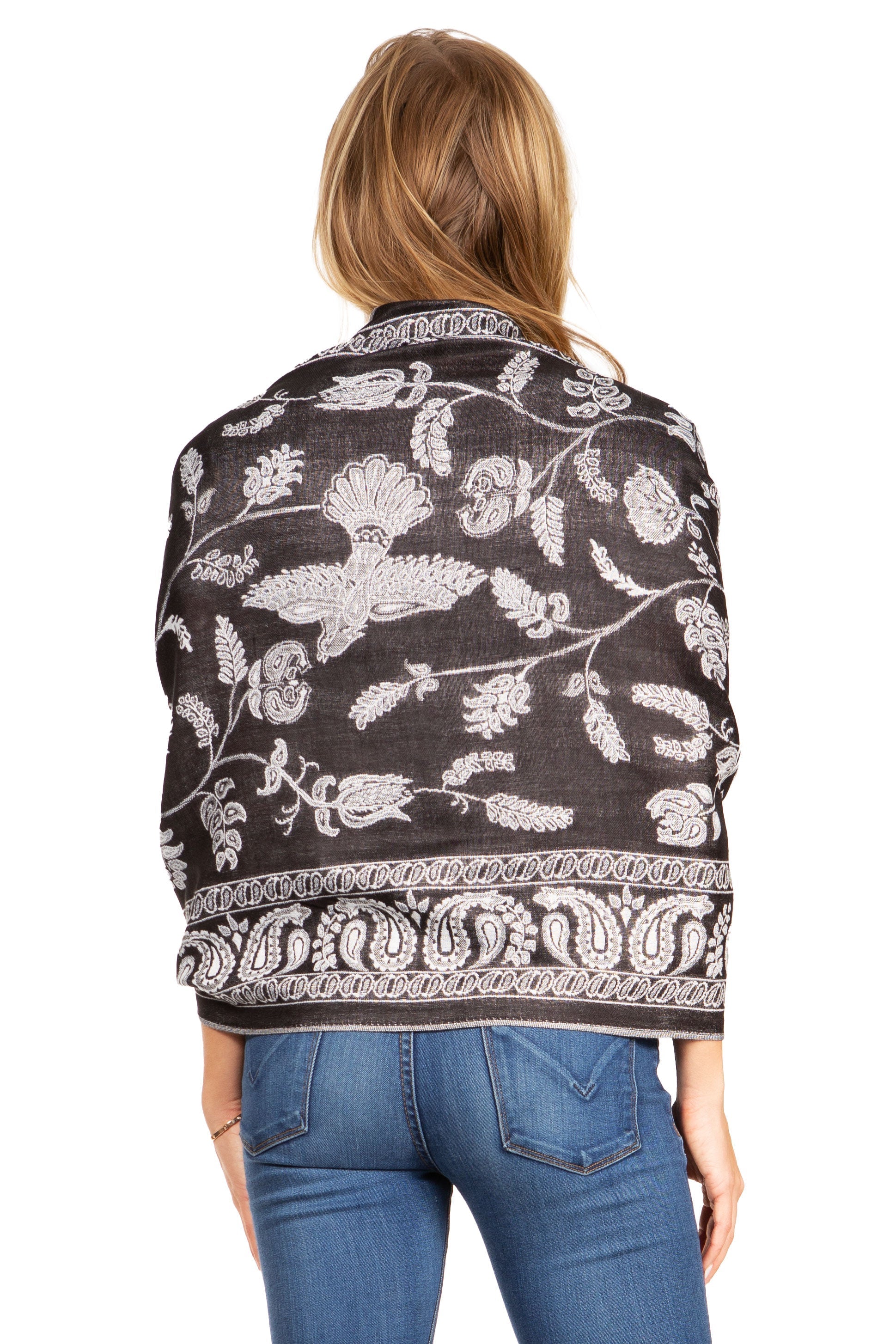 Sakkas Gianna Women's Silky Soft Reversible Floral Woven Pashmina Scarf Shawl Wrap - Concordia Style Boutique