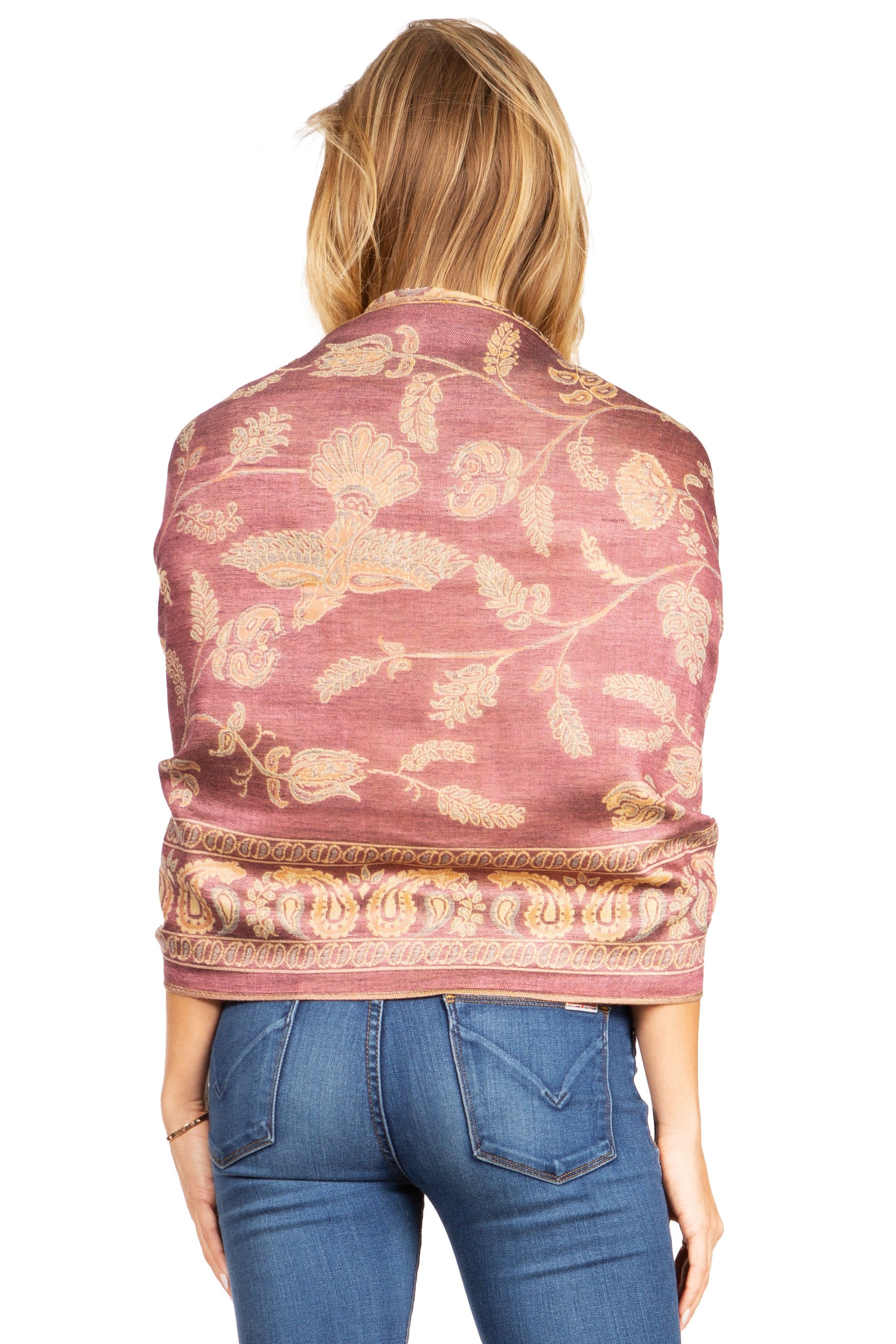 Sakkas Gianna Women's Silky Soft Reversible Floral Woven Pashmina Scarf Shawl Wrap - Concordia Style Boutique