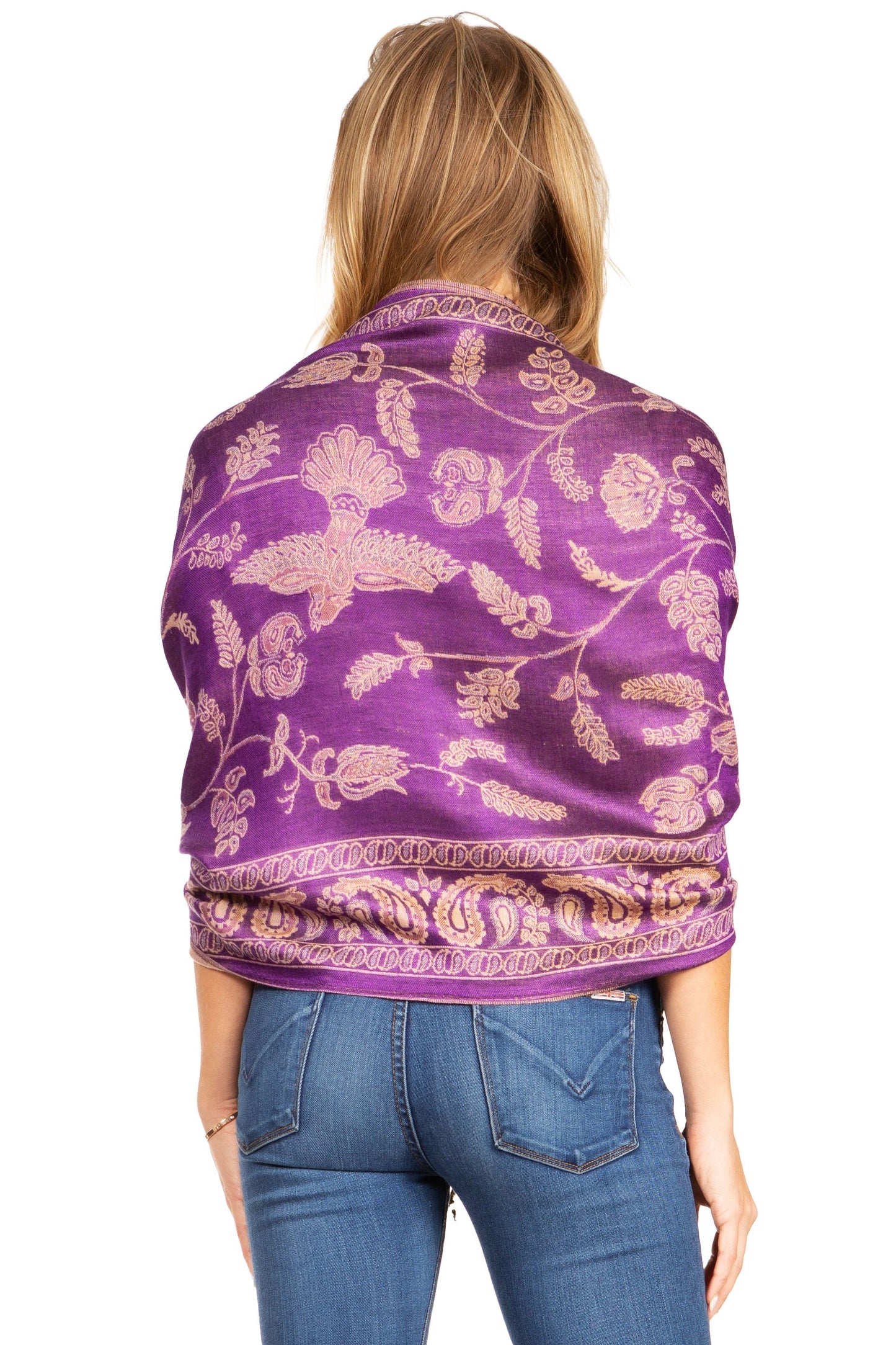 Sakkas Gianna Women's Silky Soft Reversible Floral Woven Pashmina Scarf Shawl Wrap - Concordia Style Boutique