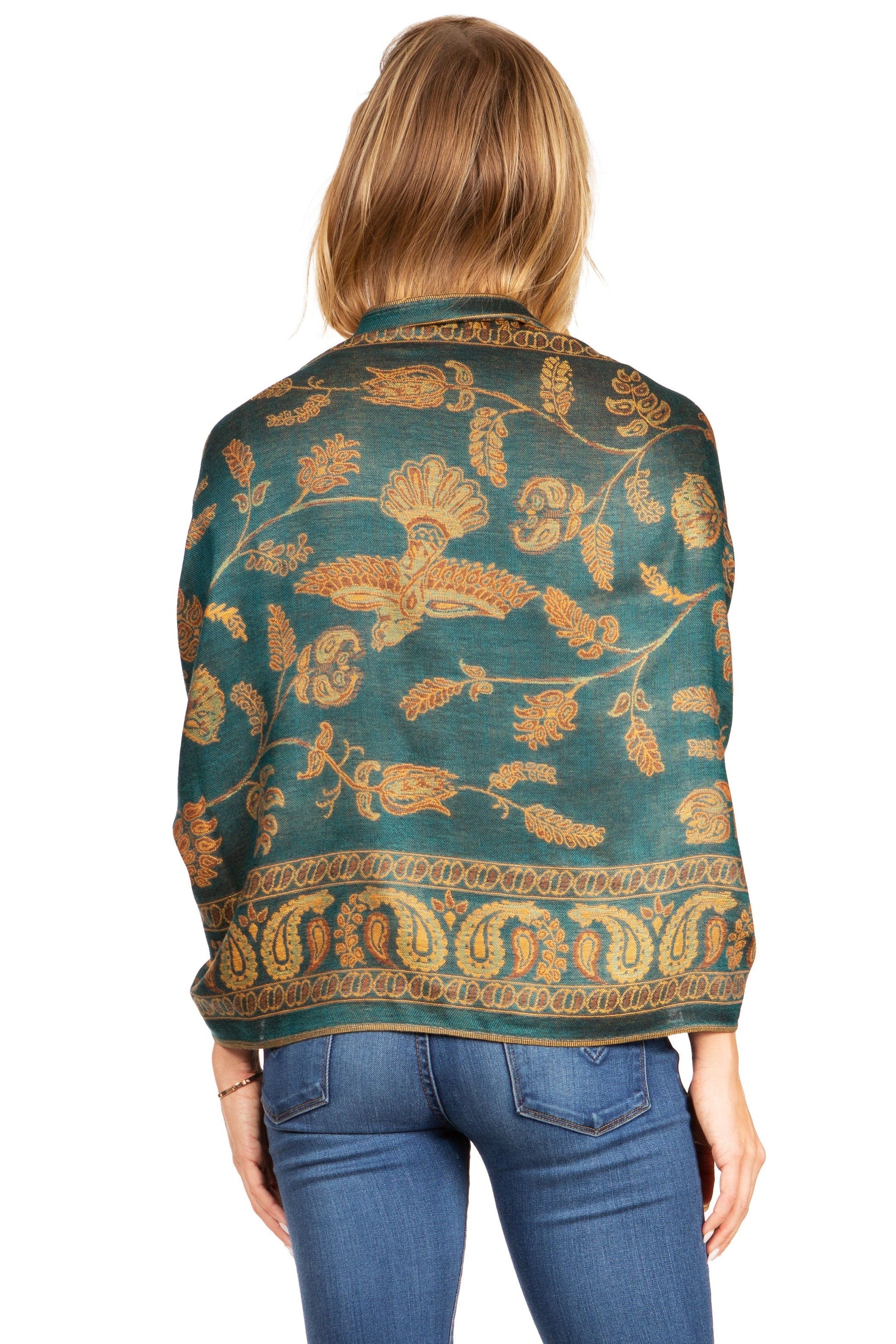 Sakkas Gianna Women's Silky Soft Reversible Floral Woven Pashmina Scarf Shawl Wrap - Concordia Style Boutique