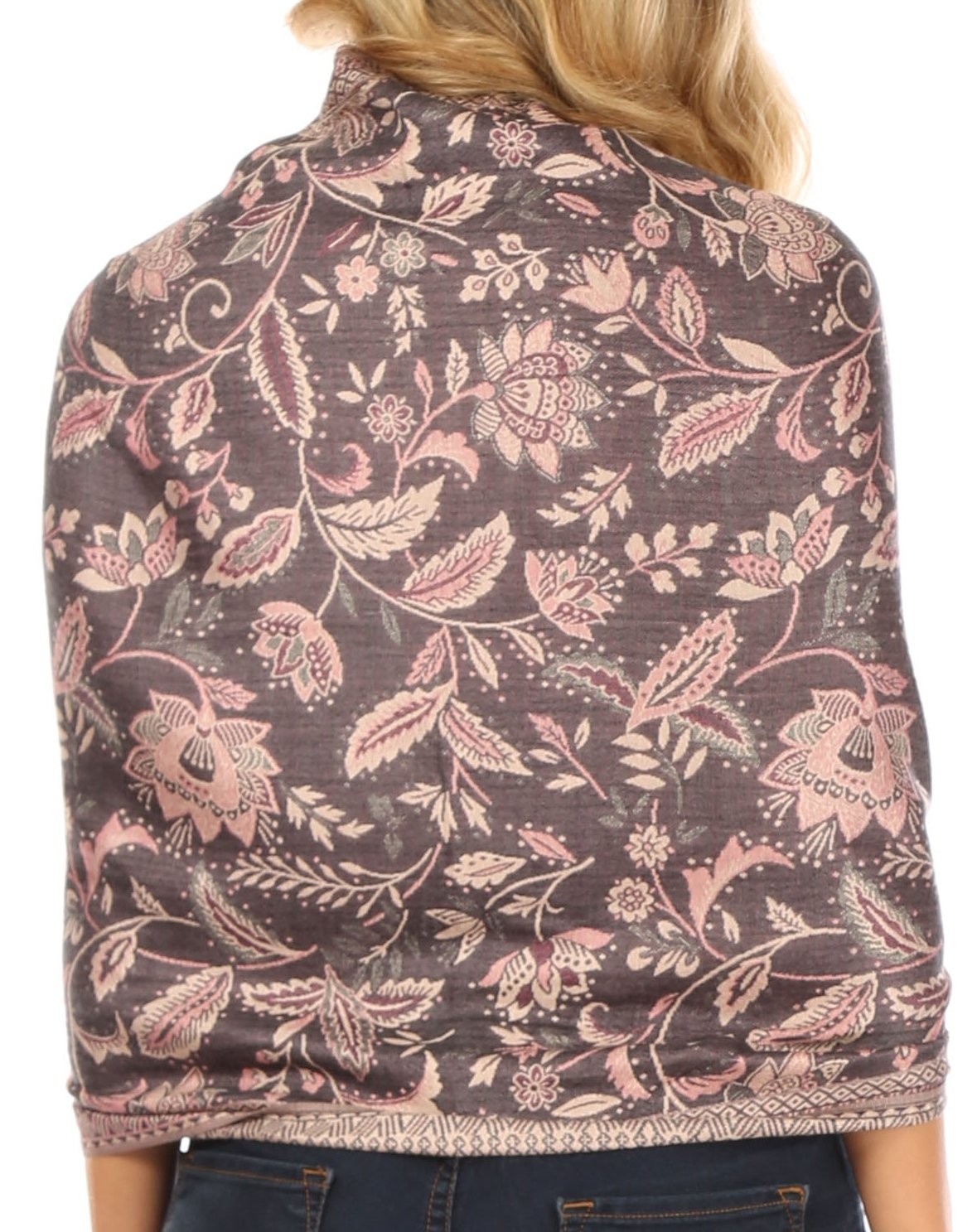Sakkas Gianna Women's Silky Soft Reversible Floral Woven Pashmina Scarf Shawl Wrap - Concordia Style Boutique