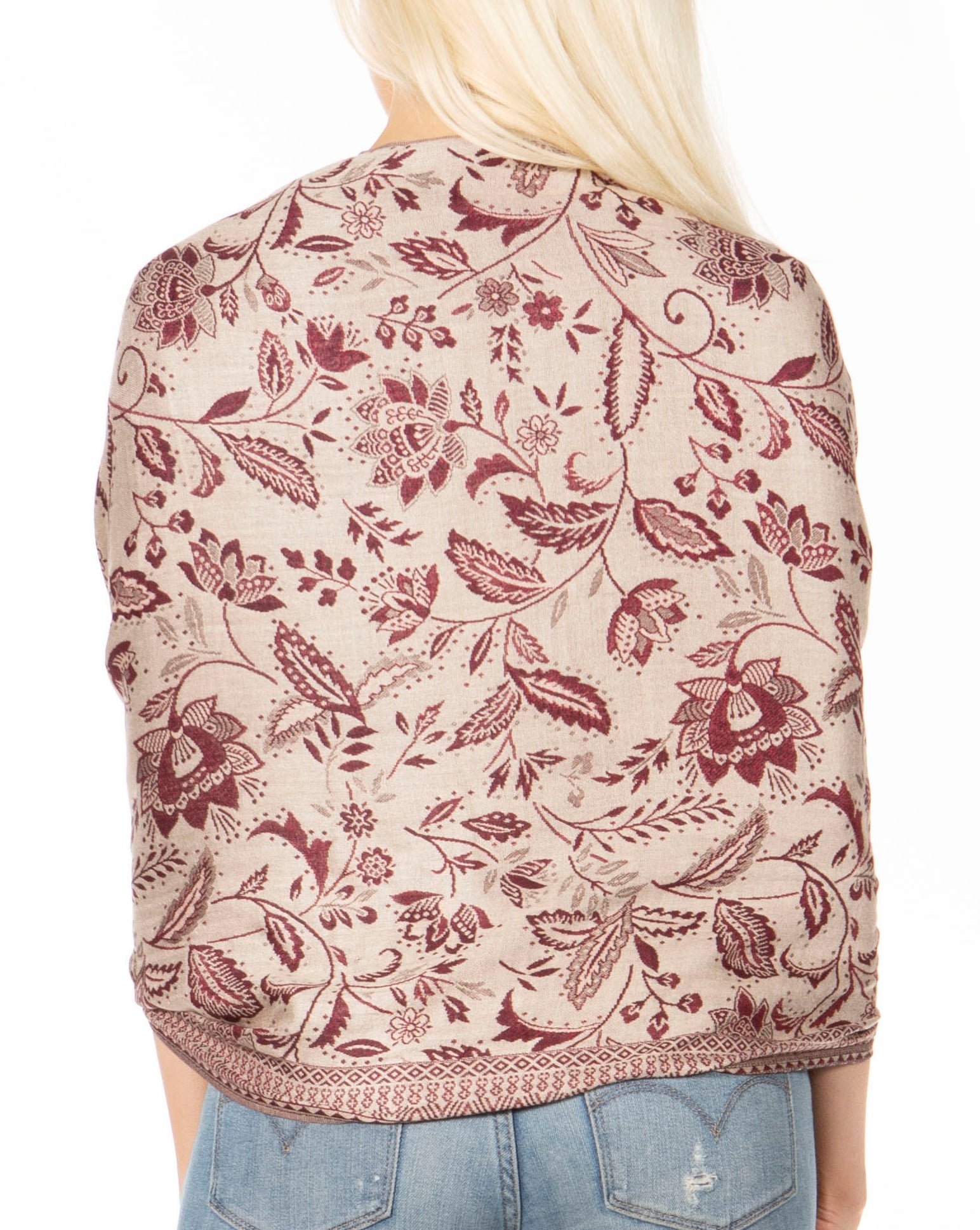 Sakkas Gianna Women's Silky Soft Reversible Floral Woven Pashmina Scarf Shawl Wrap - Concordia Style Boutique