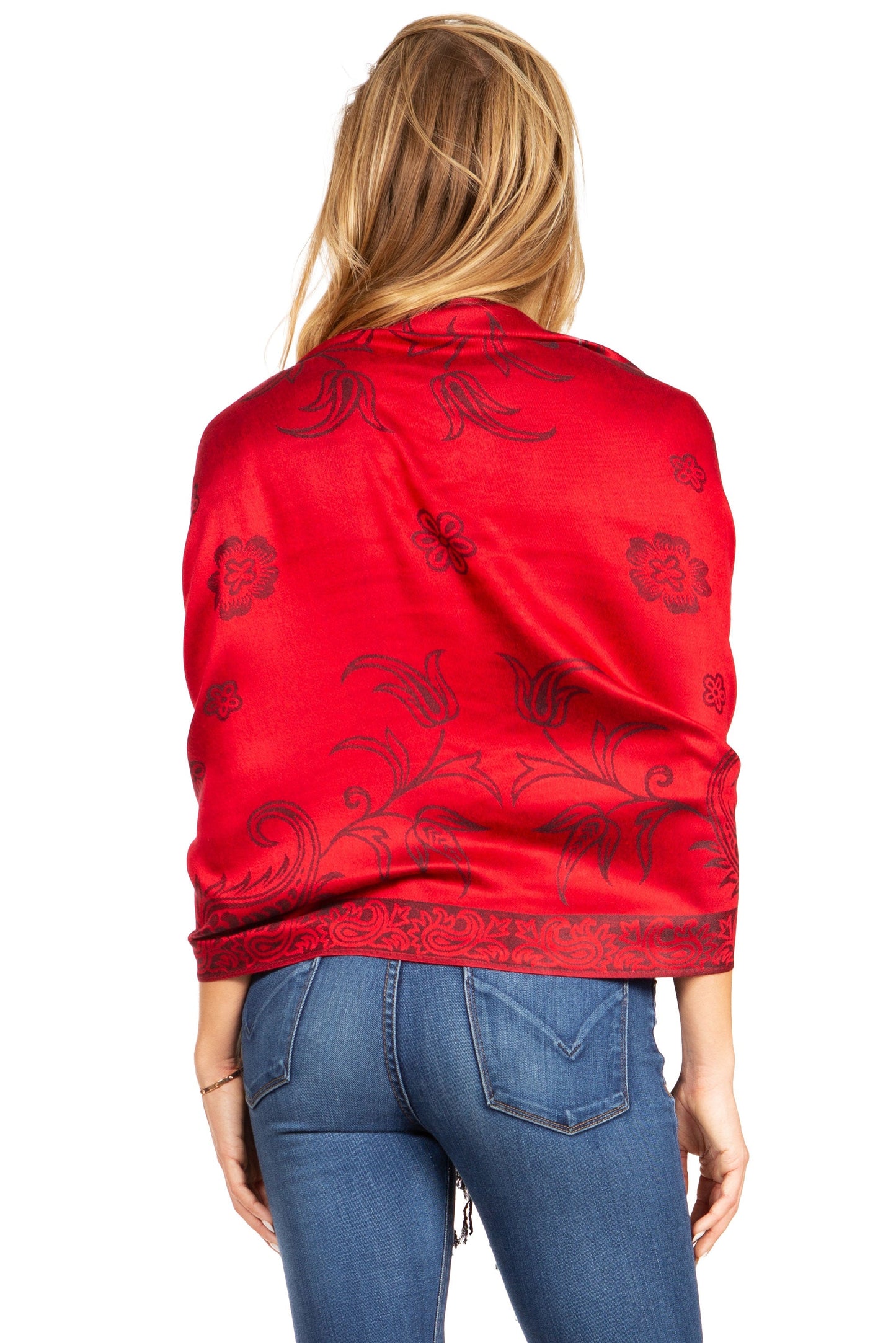 Sakkas Damari Women's Silky Soft Reversible Border Woven Pashmina Scarf Shawl Wrap - Concordia Style Boutique
