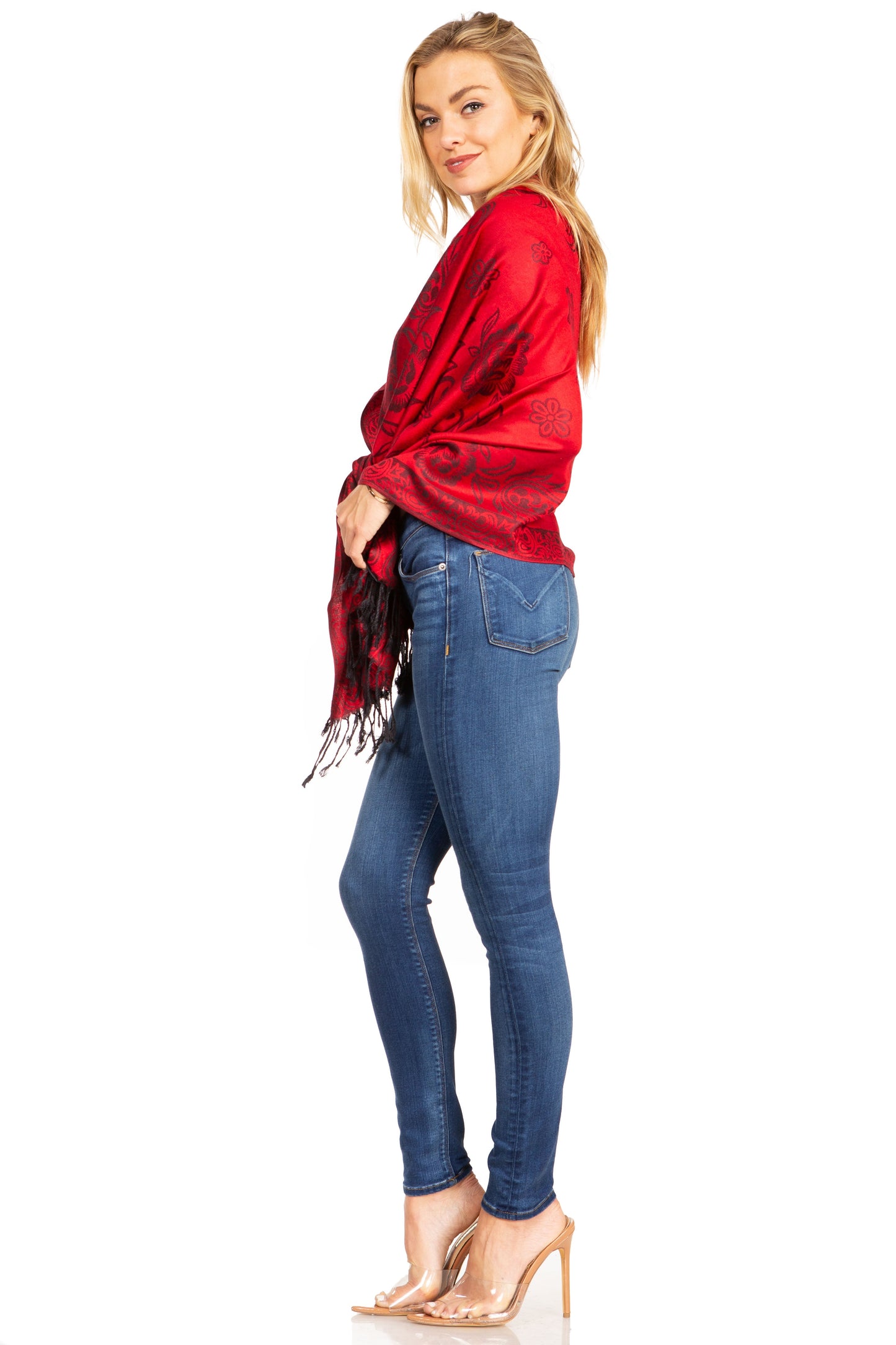 Sakkas Damari Women's Silky Soft Reversible Border Woven Pashmina Scarf Shawl Wrap - Concordia Style Boutique
