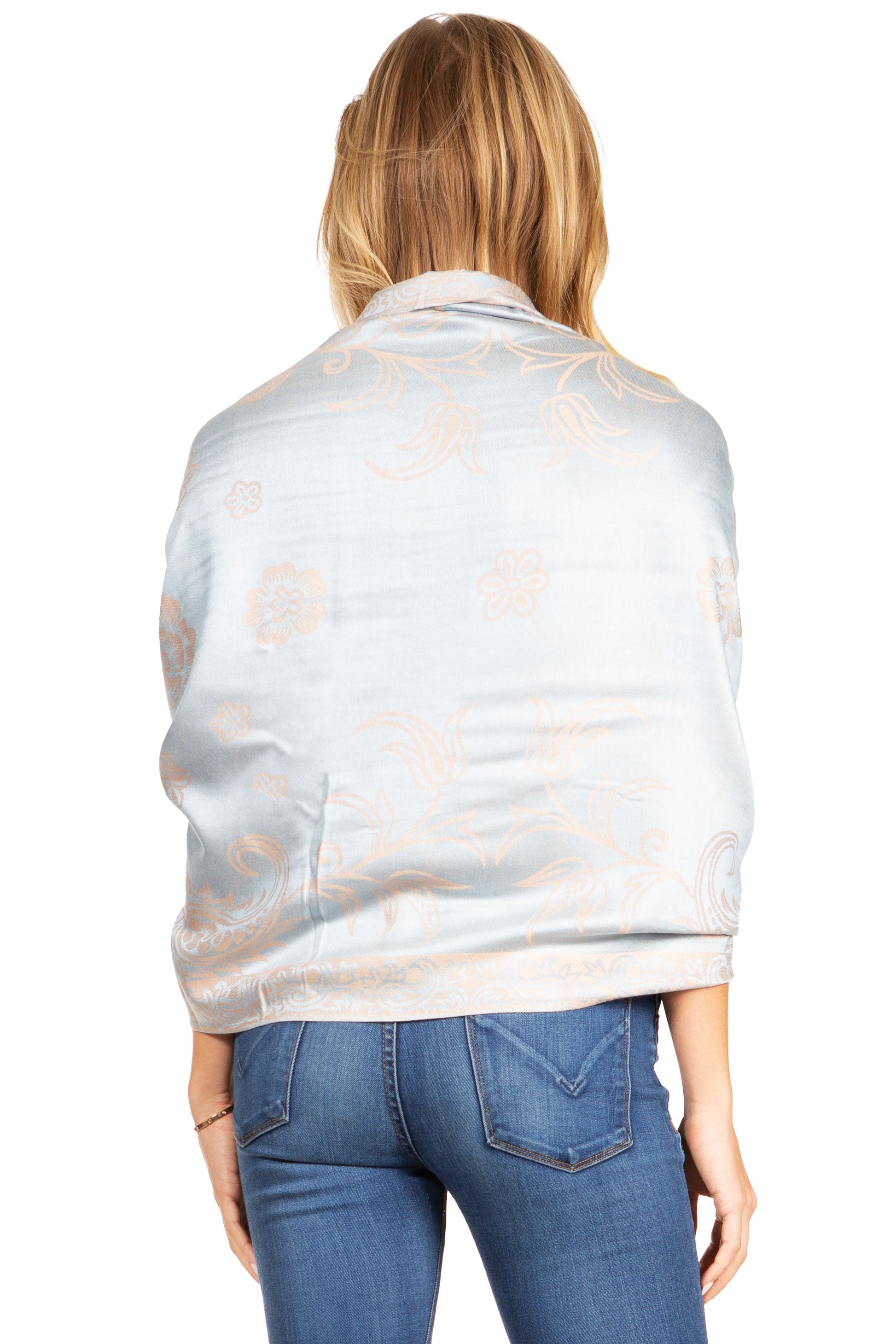 Sakkas Damari Women's Silky Soft Reversible Border Woven Pashmina Scarf Shawl Wrap - Concordia Style Boutique