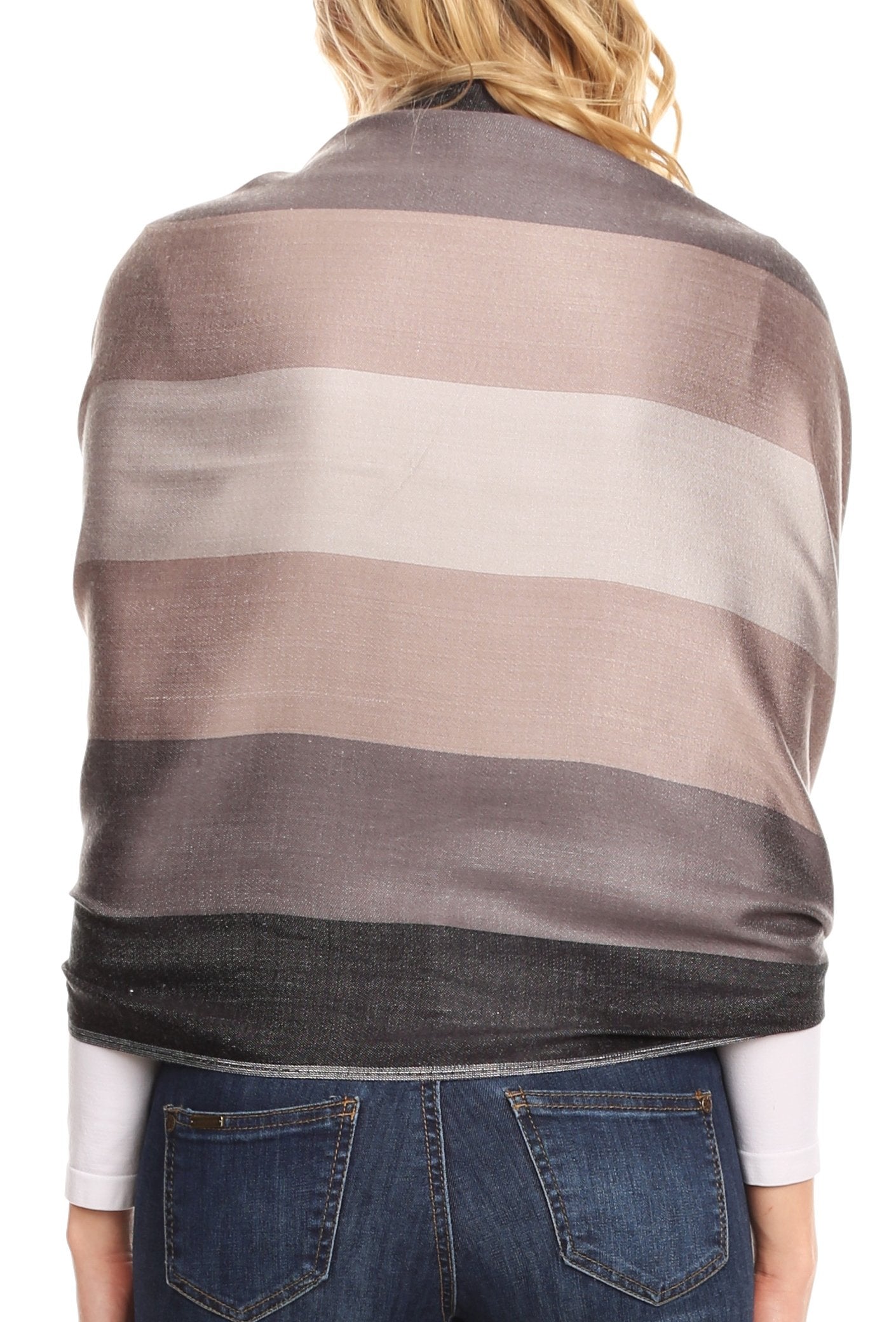 Sakkas Damari Women's Silky Soft Reversible Border Woven Pashmina Scarf Shawl Wrap - Concordia Style Boutique
