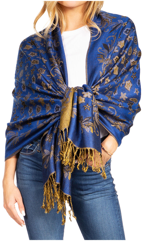 Sakkas Alessa Women's Silky Soft Reversible PaisleyPrint Pashmina Scarf Shawl Wrap - Concordia Style Boutique