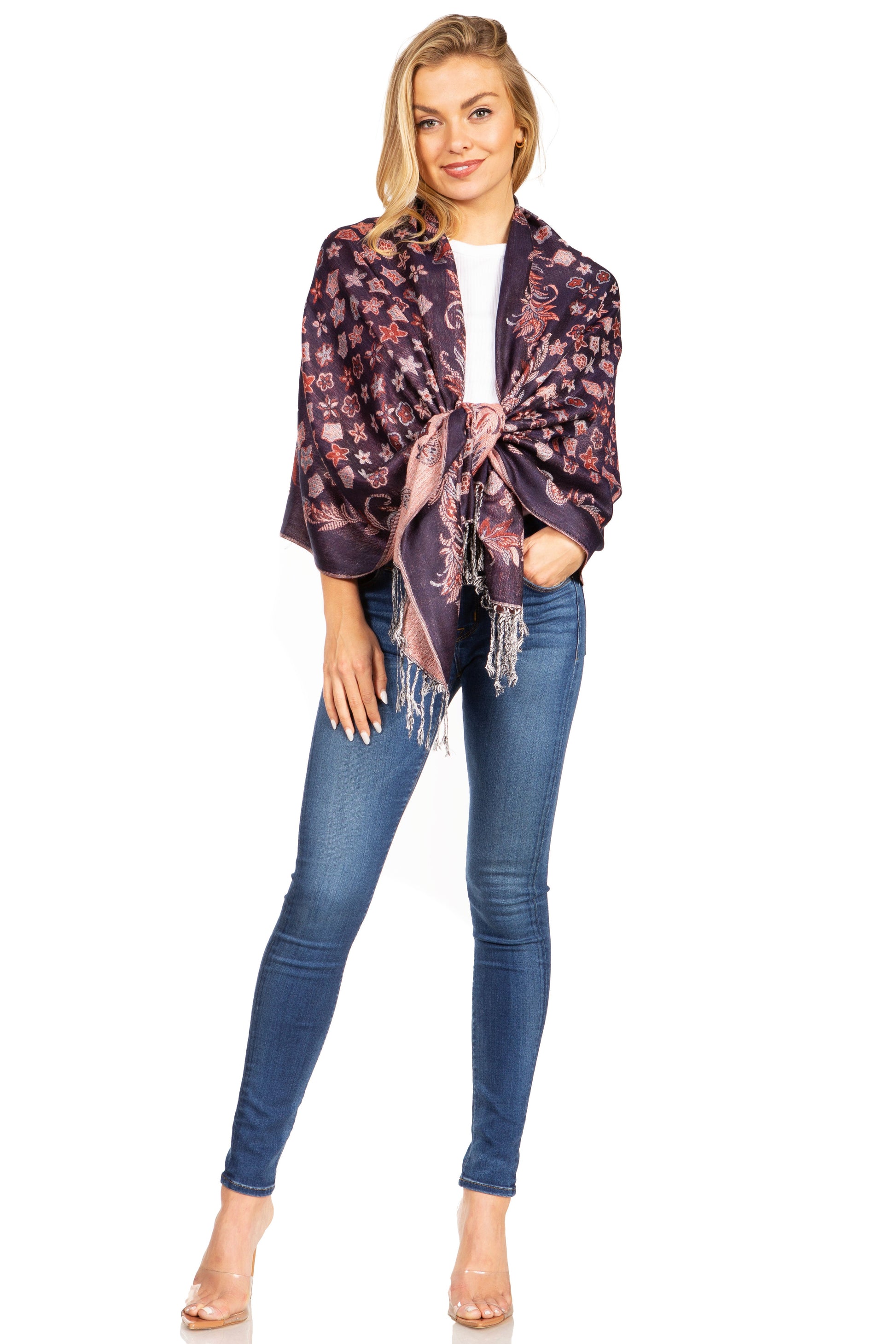 Sakkas Alessa Women's Silky Soft Reversible PaisleyPrint Pashmina Scarf Shawl Wrap - Concordia Style Boutique