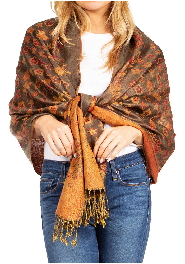 Sakkas Alessa Women's Silky Soft Reversible PaisleyPrint Pashmina Scarf Shawl Wrap - Concordia Style Boutique