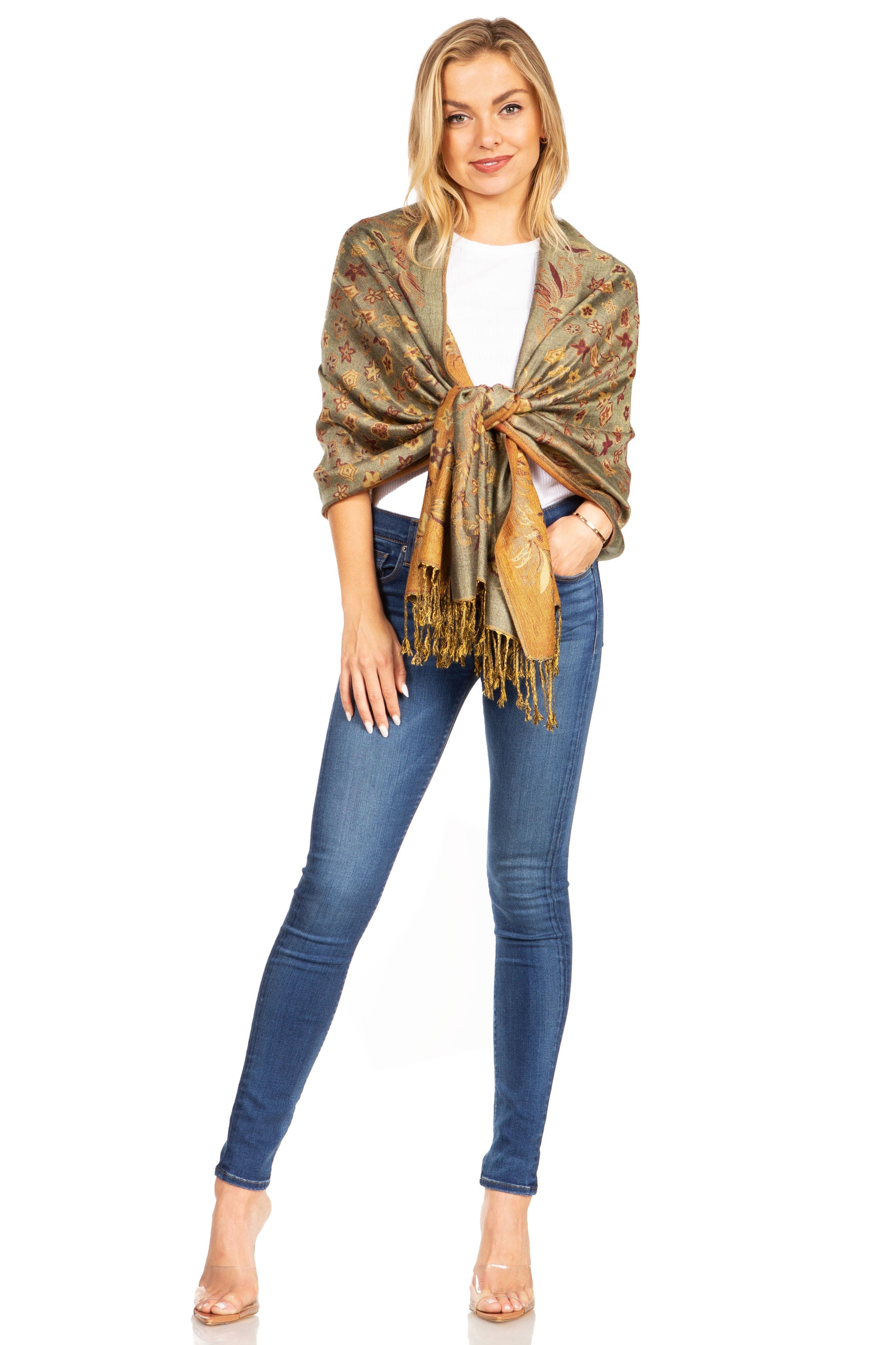 Sakkas Alessa Women's Silky Soft Reversible PaisleyPrint Pashmina Scarf Shawl Wrap - Concordia Style Boutique