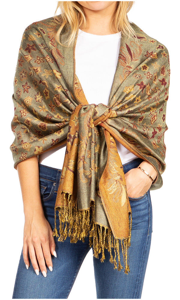 Sakkas Alessa Women's Silky Soft Reversible PaisleyPrint Pashmina Scarf Shawl Wrap - Concordia Style Boutique