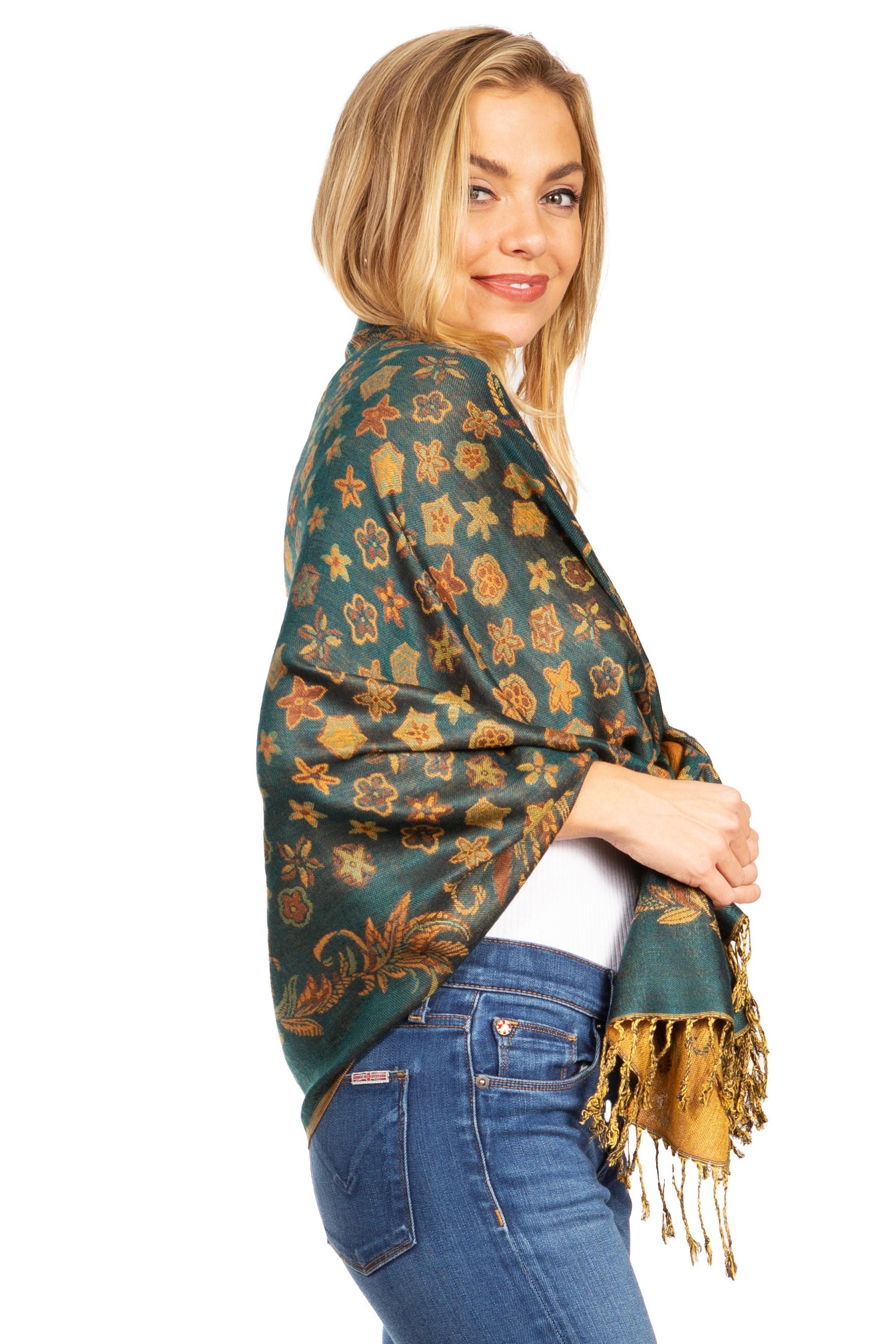 Sakkas Alessa Women's Silky Soft Reversible PaisleyPrint Pashmina Scarf Shawl Wrap - Concordia Style Boutique