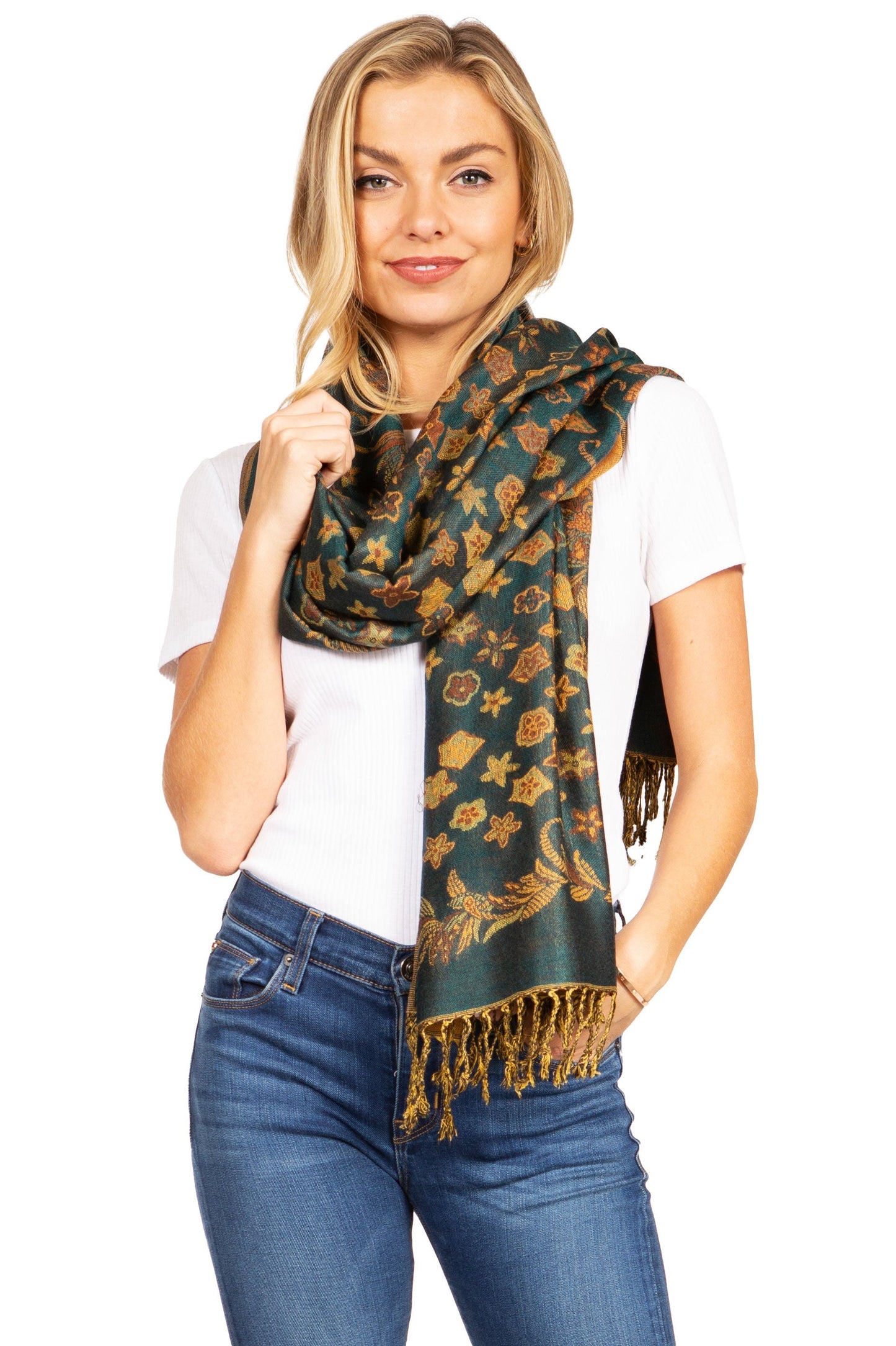 Sakkas Alessa Women's Silky Soft Reversible PaisleyPrint Pashmina Scarf Shawl Wrap - Concordia Style Boutique