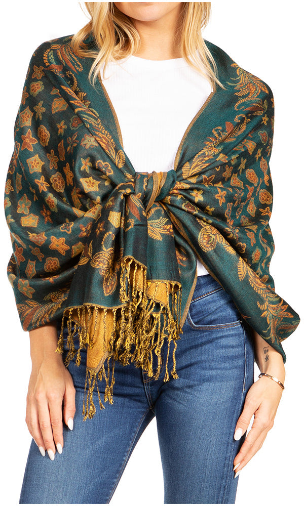 Sakkas Alessa Women's Silky Soft Reversible PaisleyPrint Pashmina Scarf Shawl Wrap - Concordia Style Boutique