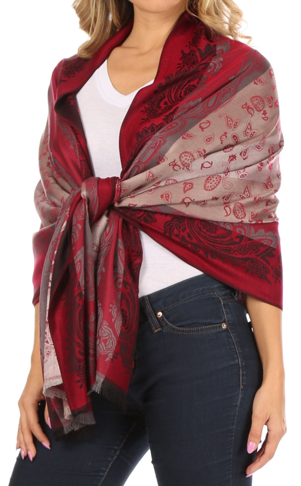 Sakkas Alessa Women's Silky Soft Reversible PaisleyPrint Pashmina Scarf Shawl Wrap - Concordia Style Boutique