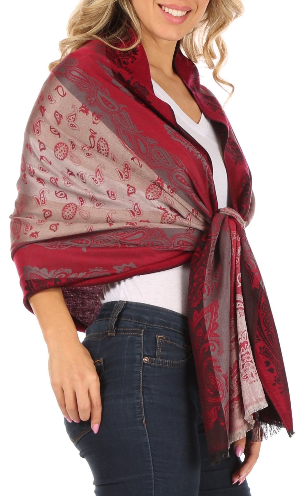 Sakkas Alessa Women's Silky Soft Reversible PaisleyPrint Pashmina Scarf Shawl Wrap - Concordia Style Boutique