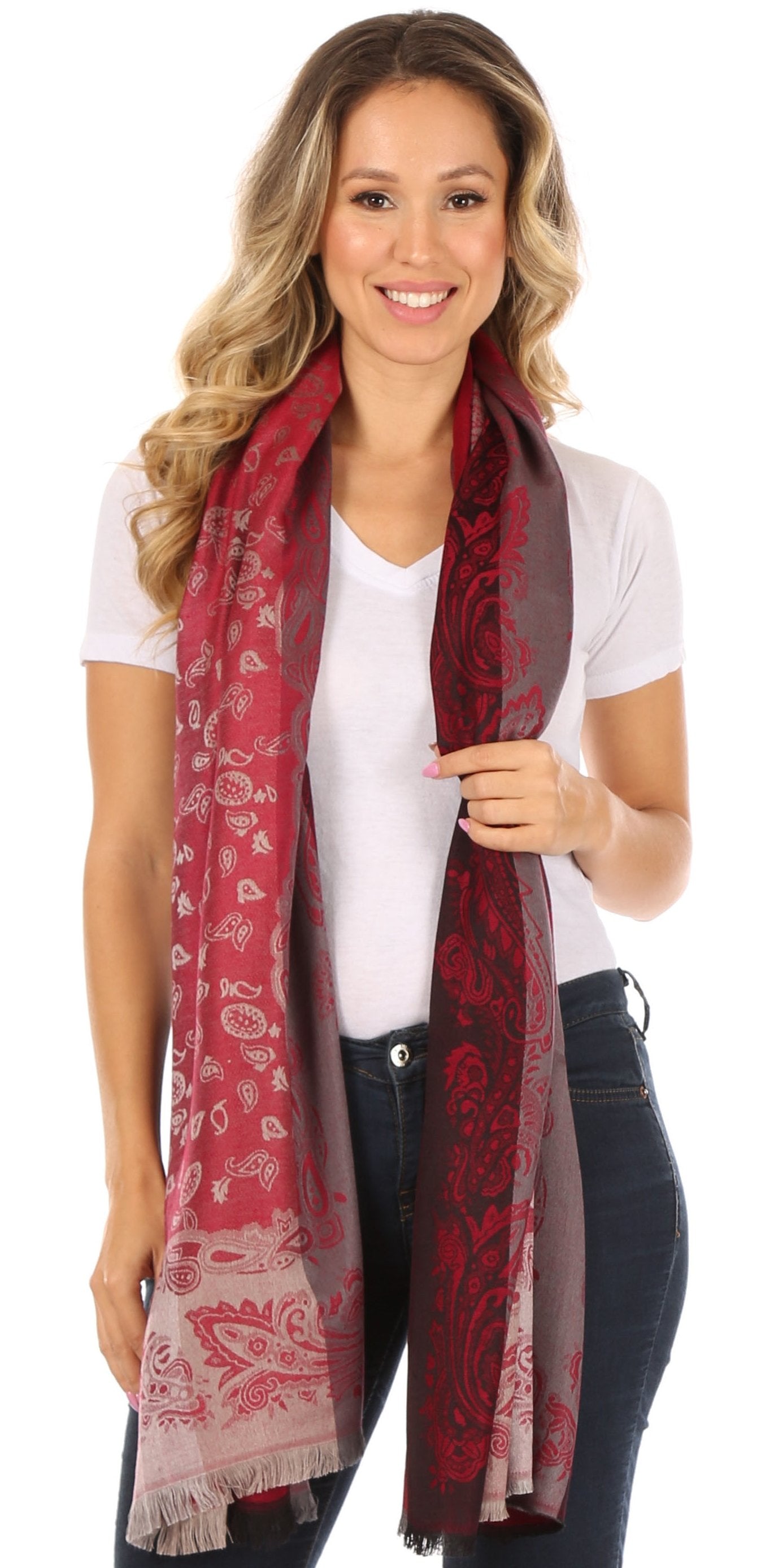 Sakkas Alessa Women's Silky Soft Reversible PaisleyPrint Pashmina Scarf Shawl Wrap - Concordia Style Boutique