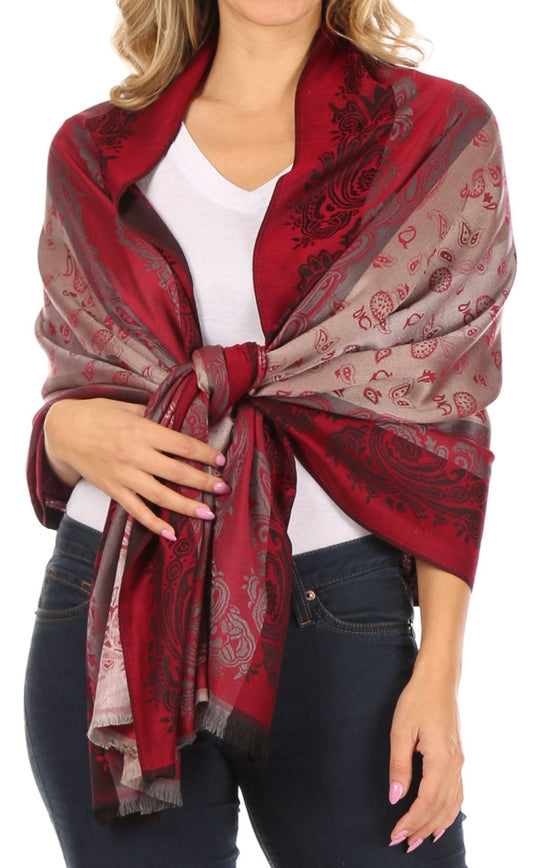 Sakkas Alessa Women's Silky Soft Reversible PaisleyPrint Pashmina Scarf Shawl Wrap - Concordia Style Boutique