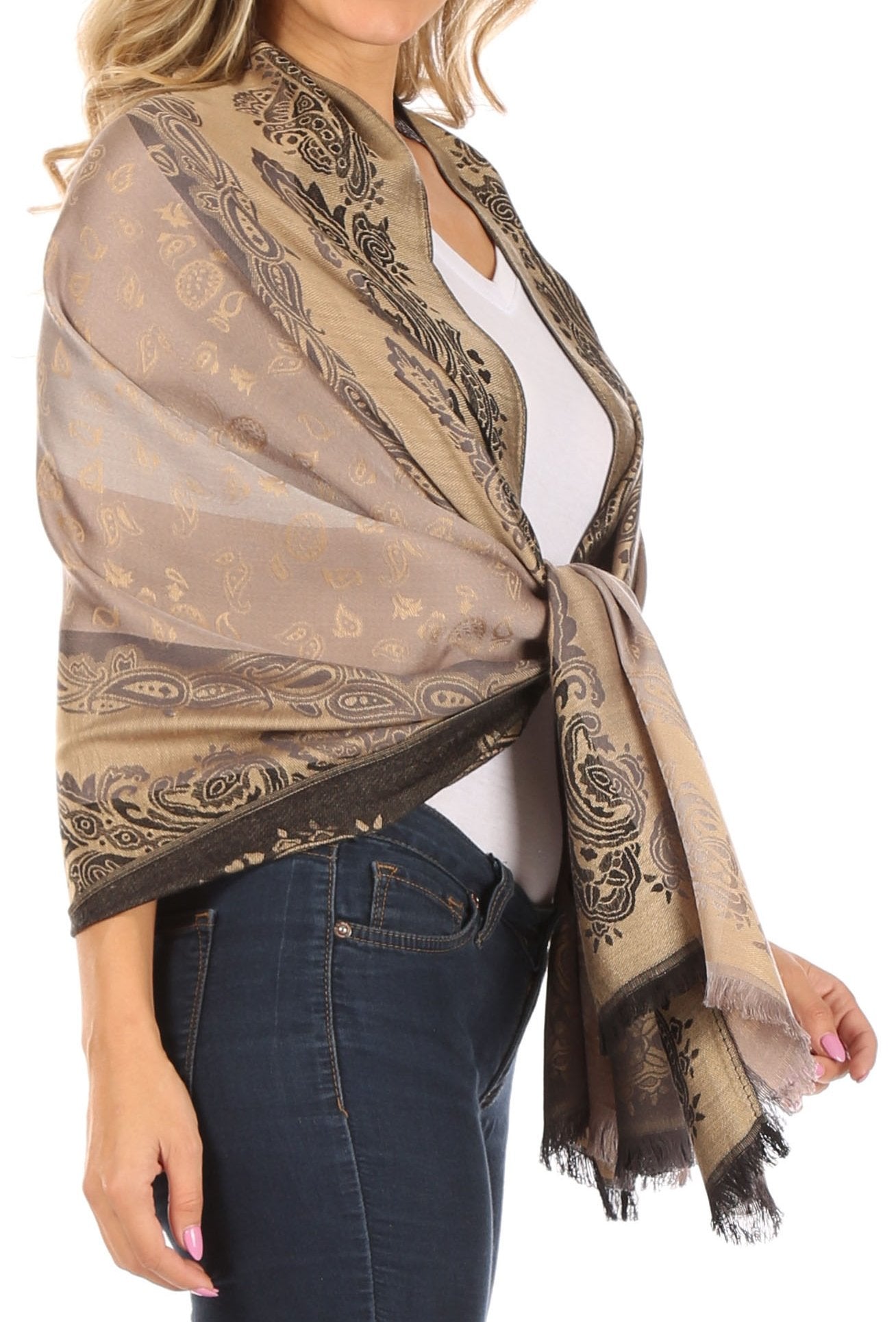Sakkas Alessa Women's Silky Soft Reversible PaisleyPrint Pashmina Scarf Shawl Wrap - Concordia Style Boutique