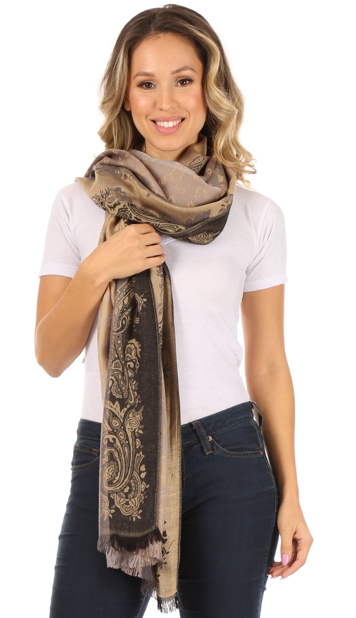 Sakkas Alessa Women's Silky Soft Reversible PaisleyPrint Pashmina Scarf Shawl Wrap - Concordia Style Boutique