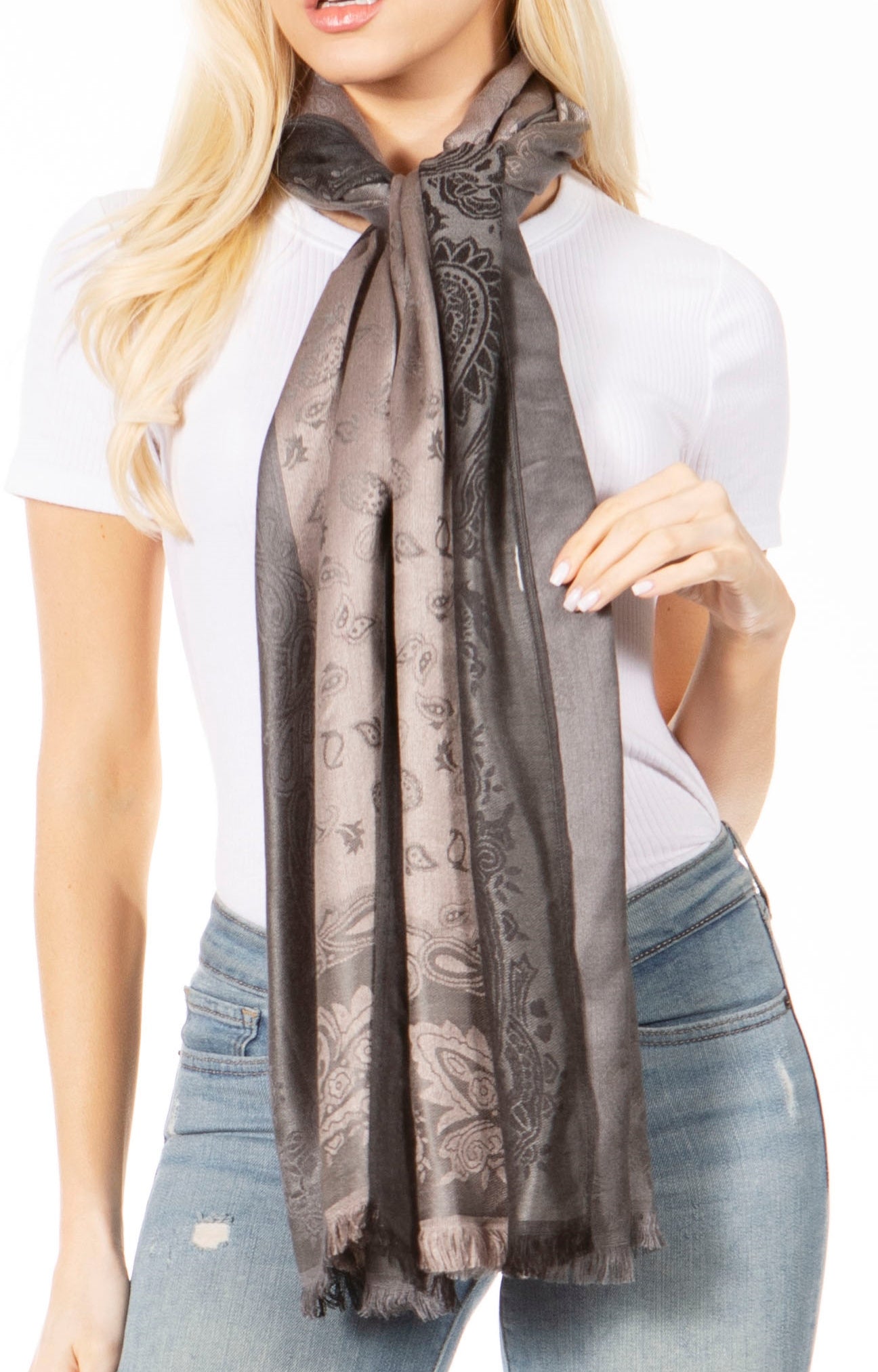 Sakkas Alessa Women's Silky Soft Reversible PaisleyPrint Pashmina Scarf Shawl Wrap - Concordia Style Boutique