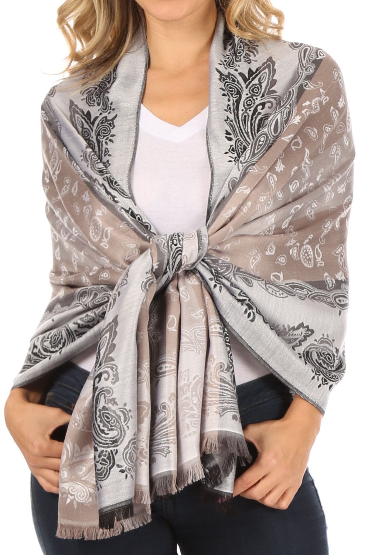 Sakkas Alessa Women's Silky Soft Reversible PaisleyPrint Pashmina Scarf Shawl Wrap - Concordia Style Boutique