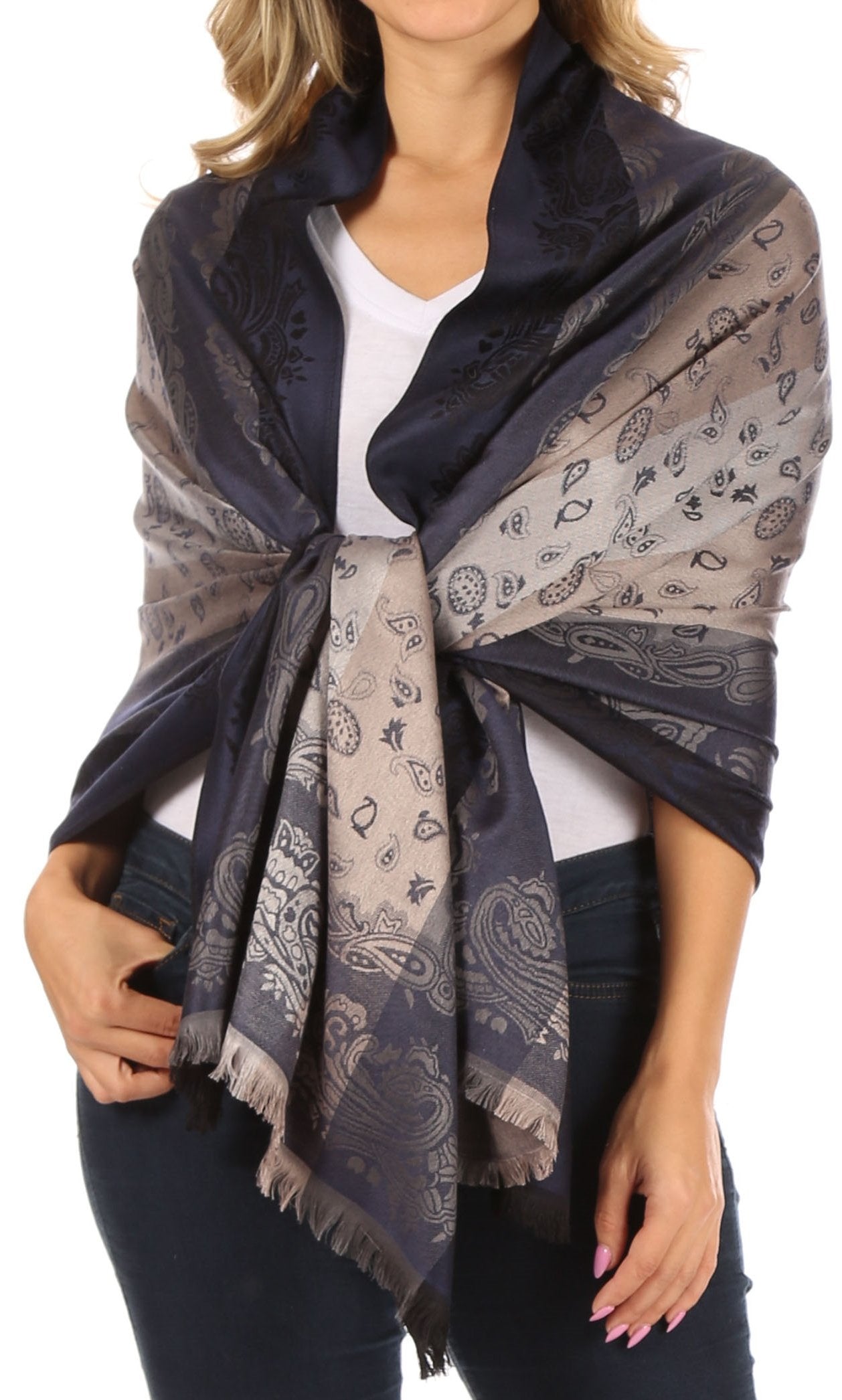Sakkas Alessa Women's Silky Soft Reversible PaisleyPrint Pashmina Scarf Shawl Wrap - Concordia Style Boutique