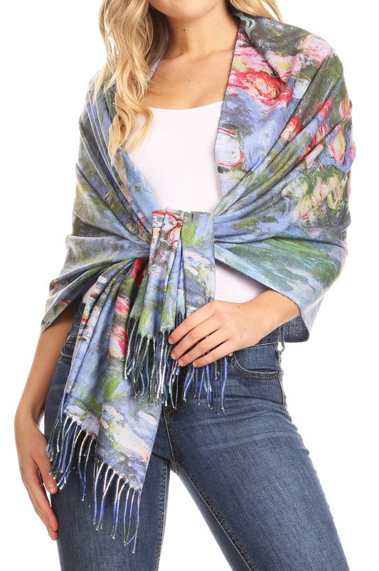 Sakkas Oria Women's Soft Lightweight Colorful Printed Shawl Scarf Wrap Stole - Concordia Style Boutique