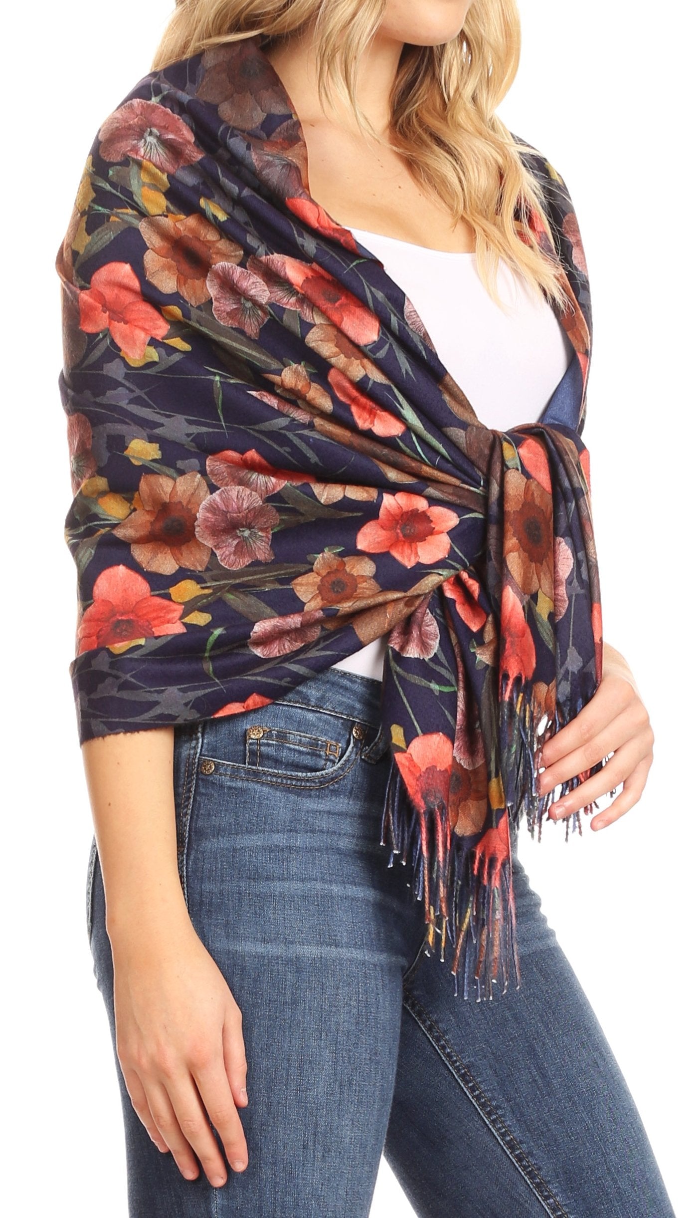 Sakkas Oria Women's Soft Lightweight Colorful Printed Shawl Scarf Wrap Stole - Concordia Style Boutique