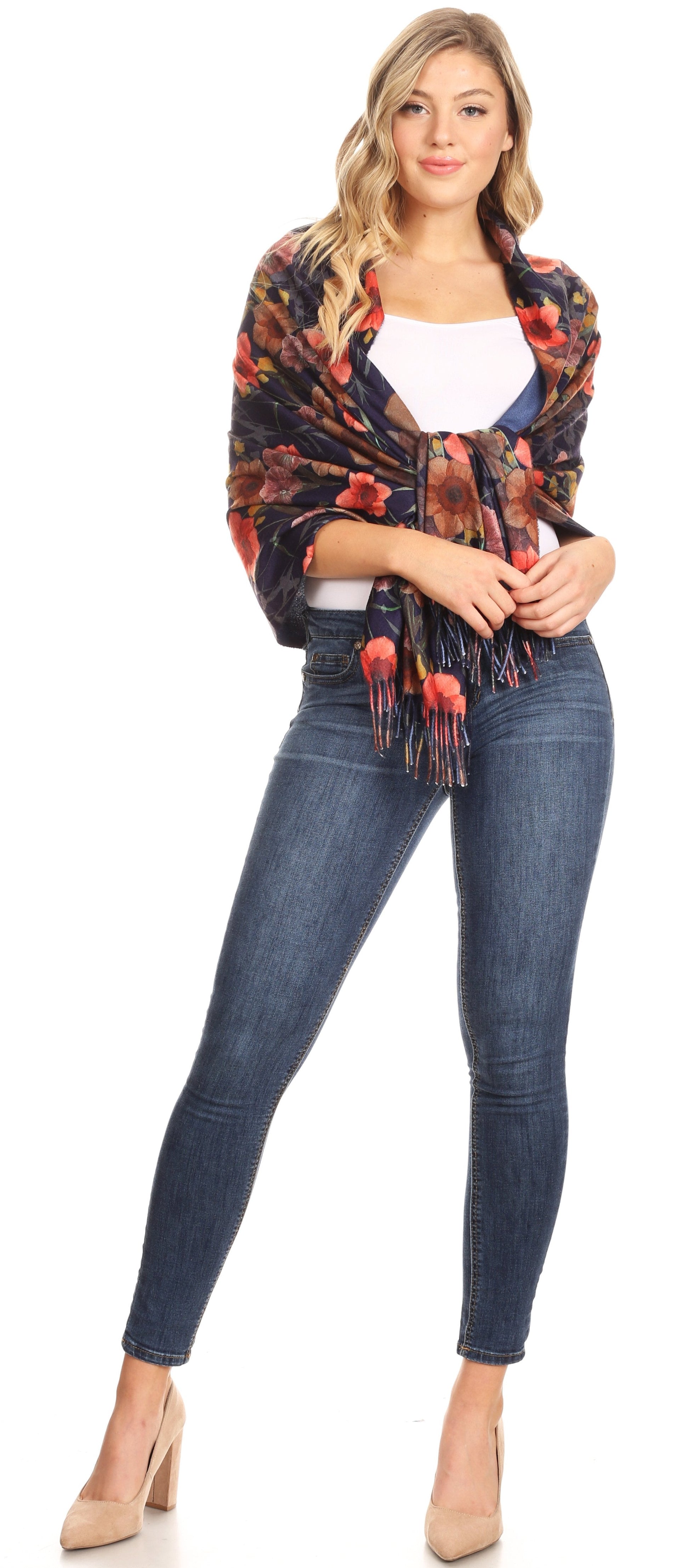 Sakkas Oria Women's Soft Lightweight Colorful Printed Shawl Scarf Wrap Stole - Concordia Style Boutique
