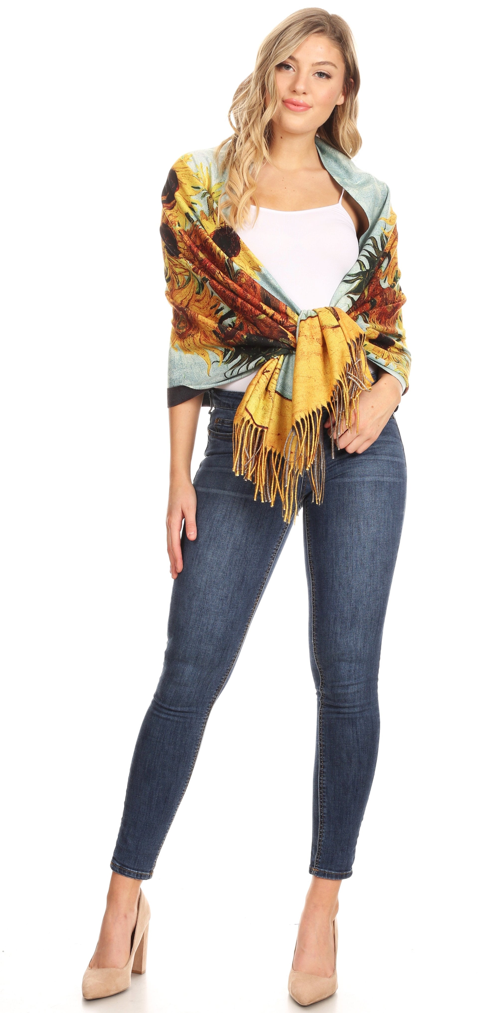 Sakkas Oria Women's Soft Lightweight Colorful Printed Shawl Scarf Wrap Stole - Concordia Style Boutique