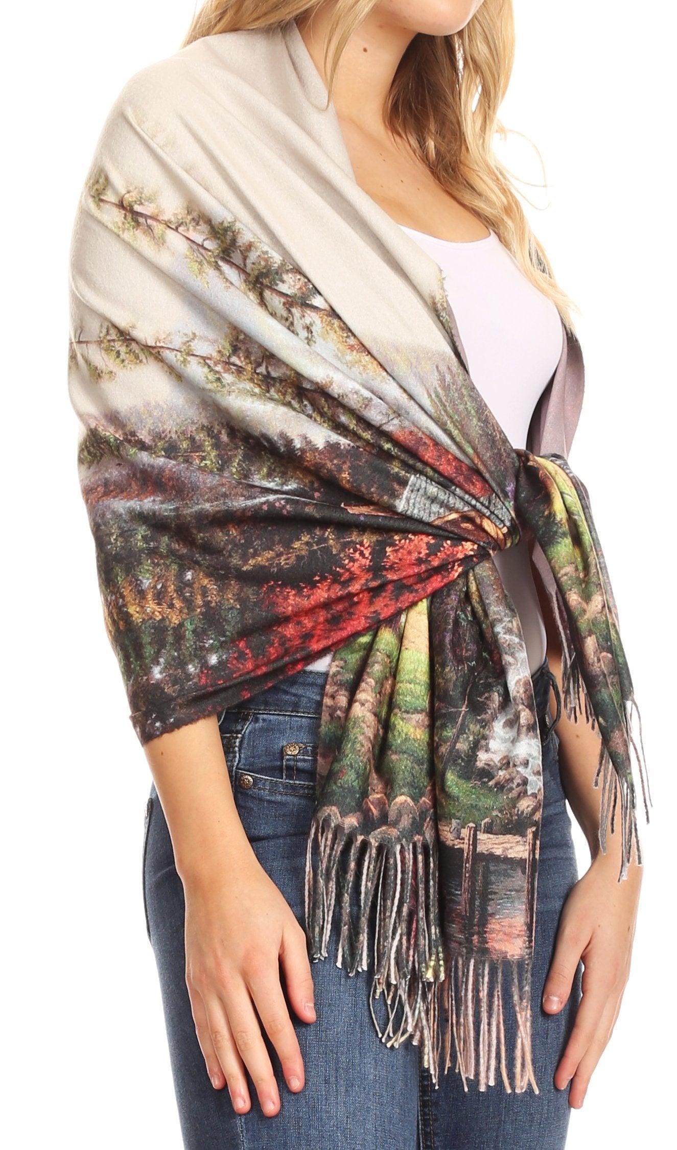 Sakkas Oria Women's Soft Lightweight Colorful Printed Shawl Scarf Wrap Stole - Concordia Style Boutique