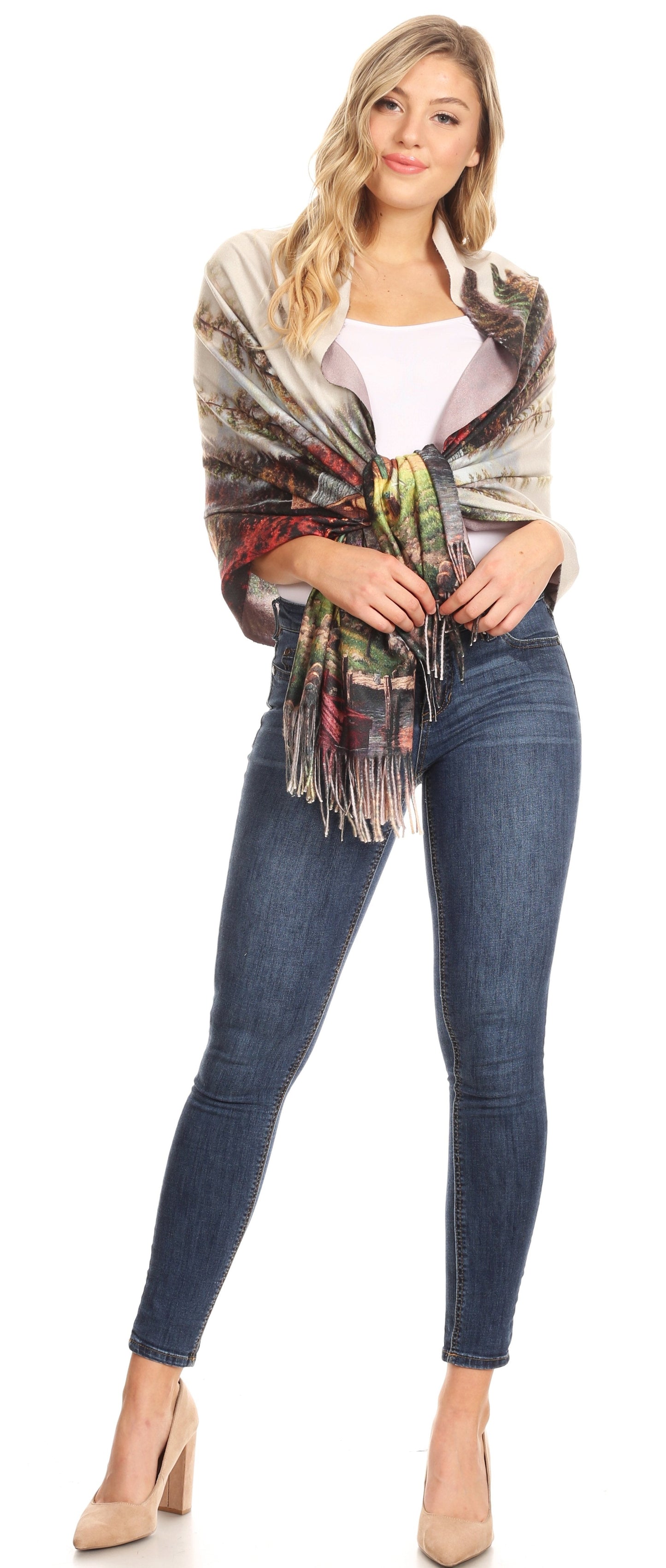 Sakkas Oria Women's Soft Lightweight Colorful Printed Shawl Scarf Wrap Stole - Concordia Style Boutique