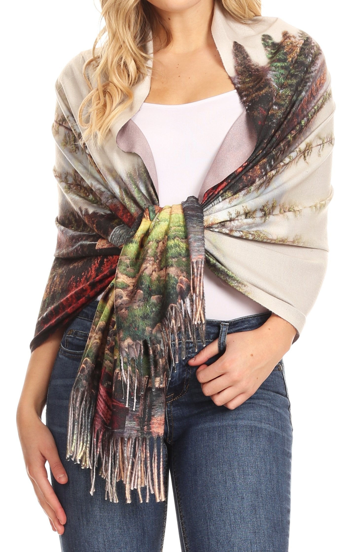 Sakkas Oria Women's Soft Lightweight Colorful Printed Shawl Scarf Wrap Stole - Concordia Style Boutique