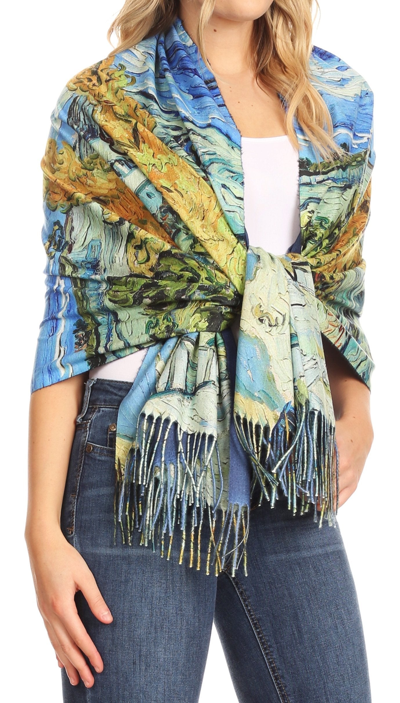 Sakkas Oria Women's Soft Lightweight Colorful Printed Shawl Scarf Wrap Stole - Concordia Style Boutique