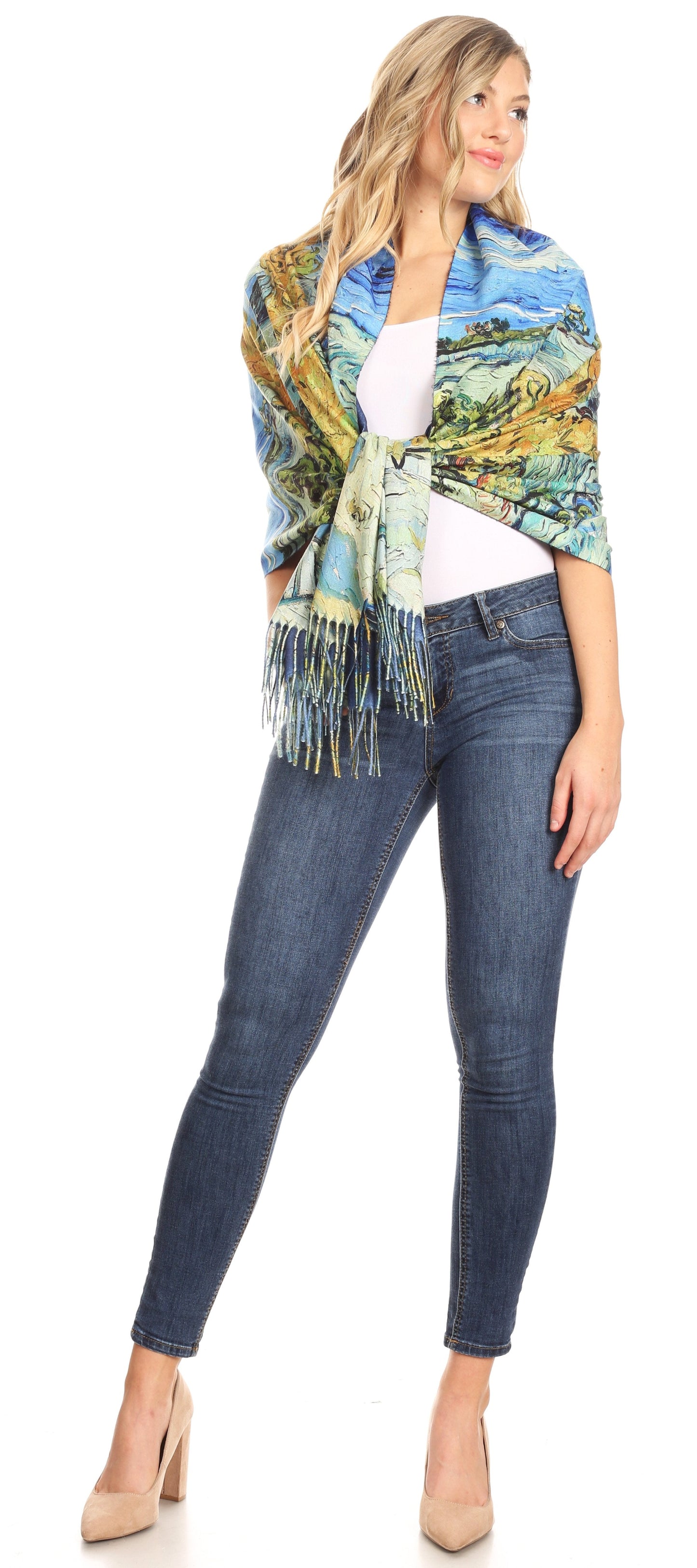 Sakkas Oria Women's Soft Lightweight Colorful Printed Shawl Scarf Wrap Stole - Concordia Style Boutique
