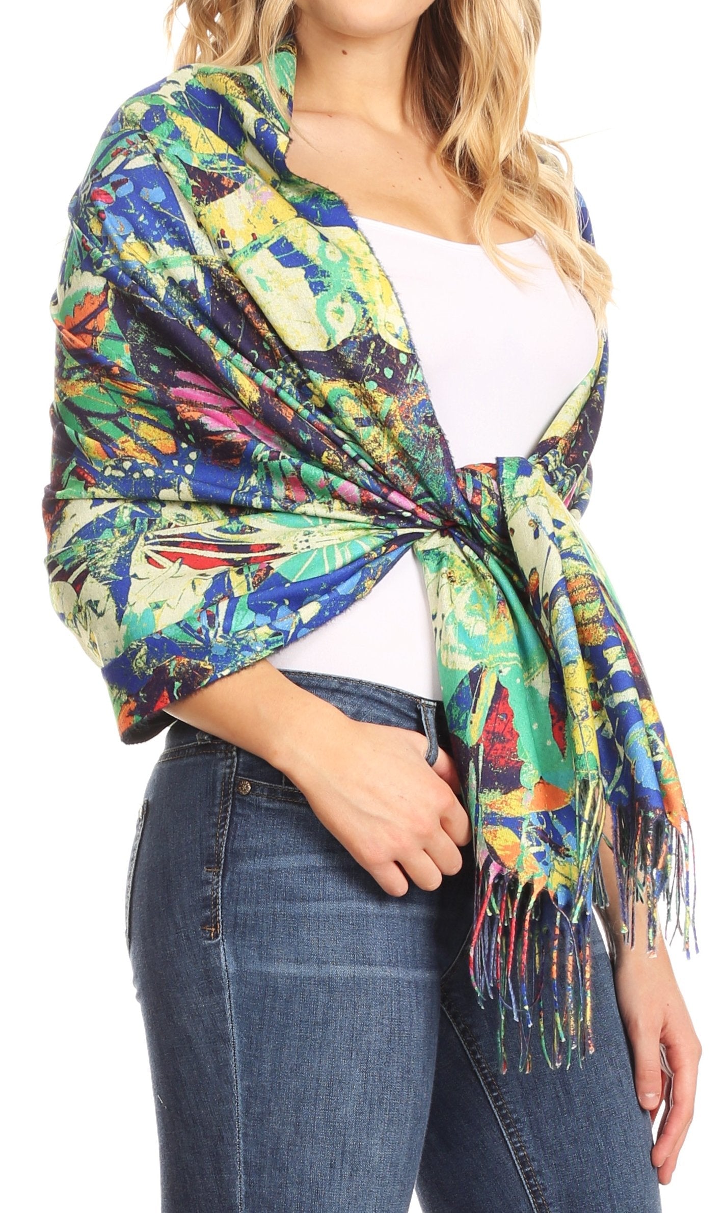 Sakkas Oria Women's Soft Lightweight Colorful Printed Shawl Scarf Wrap Stole - Concordia Style Boutique