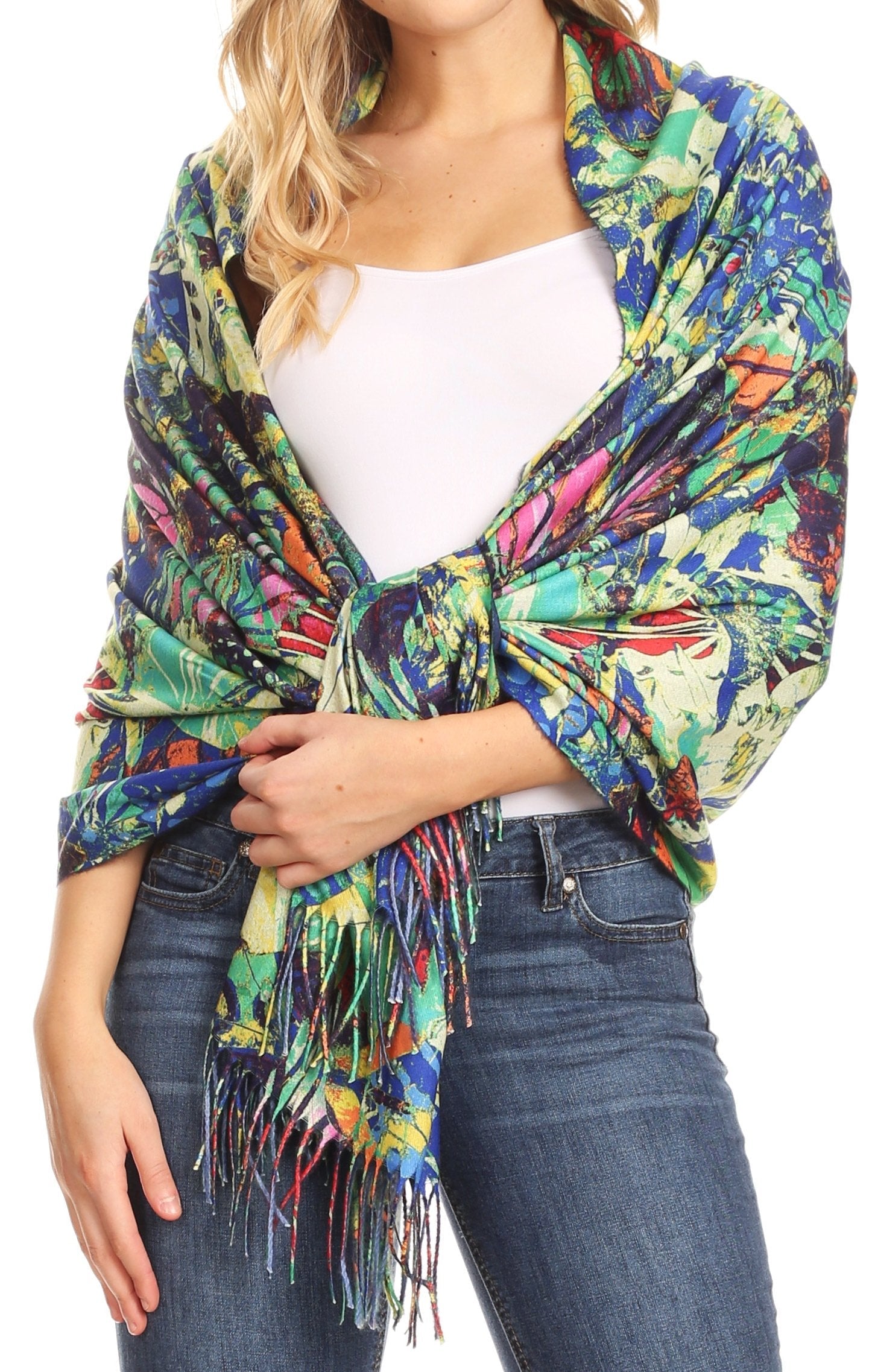 Sakkas Oria Women's Soft Lightweight Colorful Printed Shawl Scarf Wrap Stole - Concordia Style Boutique