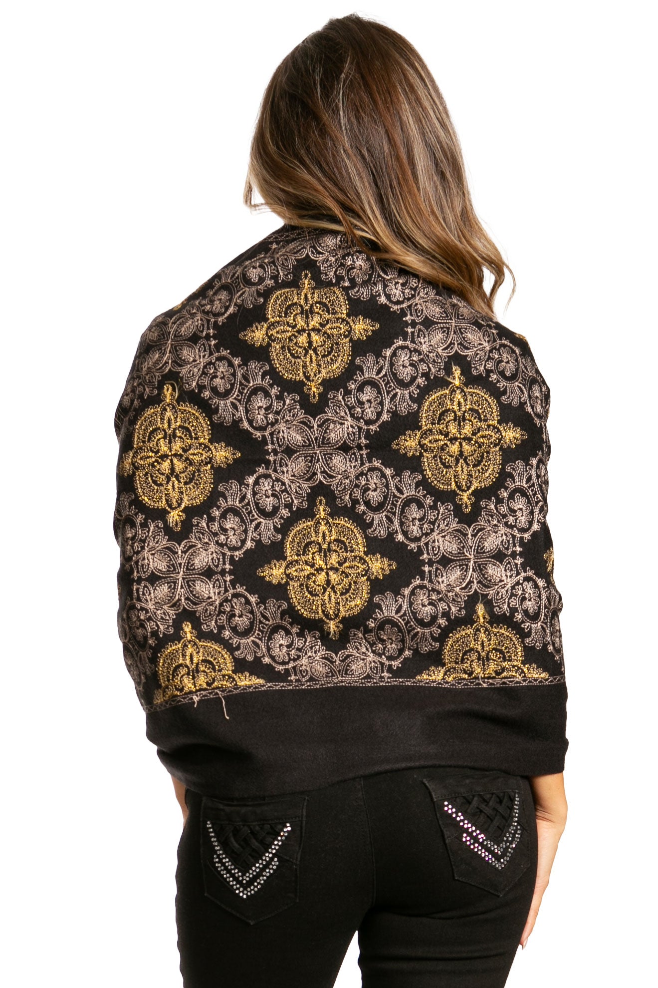 Sakkas Ginata Women's Large Casual Super Soft Embroidery Scarf Shawl Wrap Stole - Concordia Style Boutique