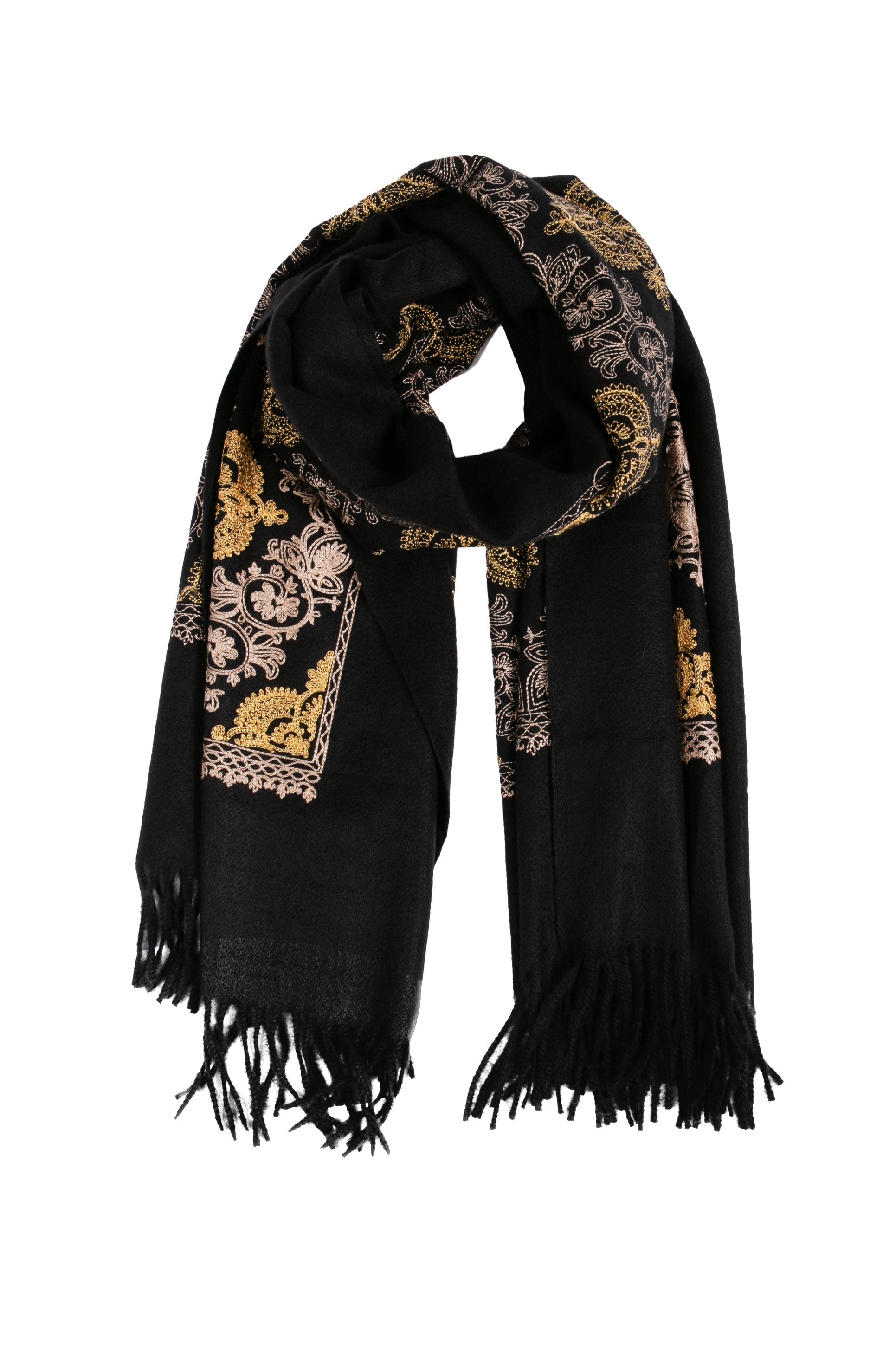 Sakkas Ginata Women's Large Casual Super Soft Embroidery Scarf Shawl Wrap Stole - Concordia Style Boutique