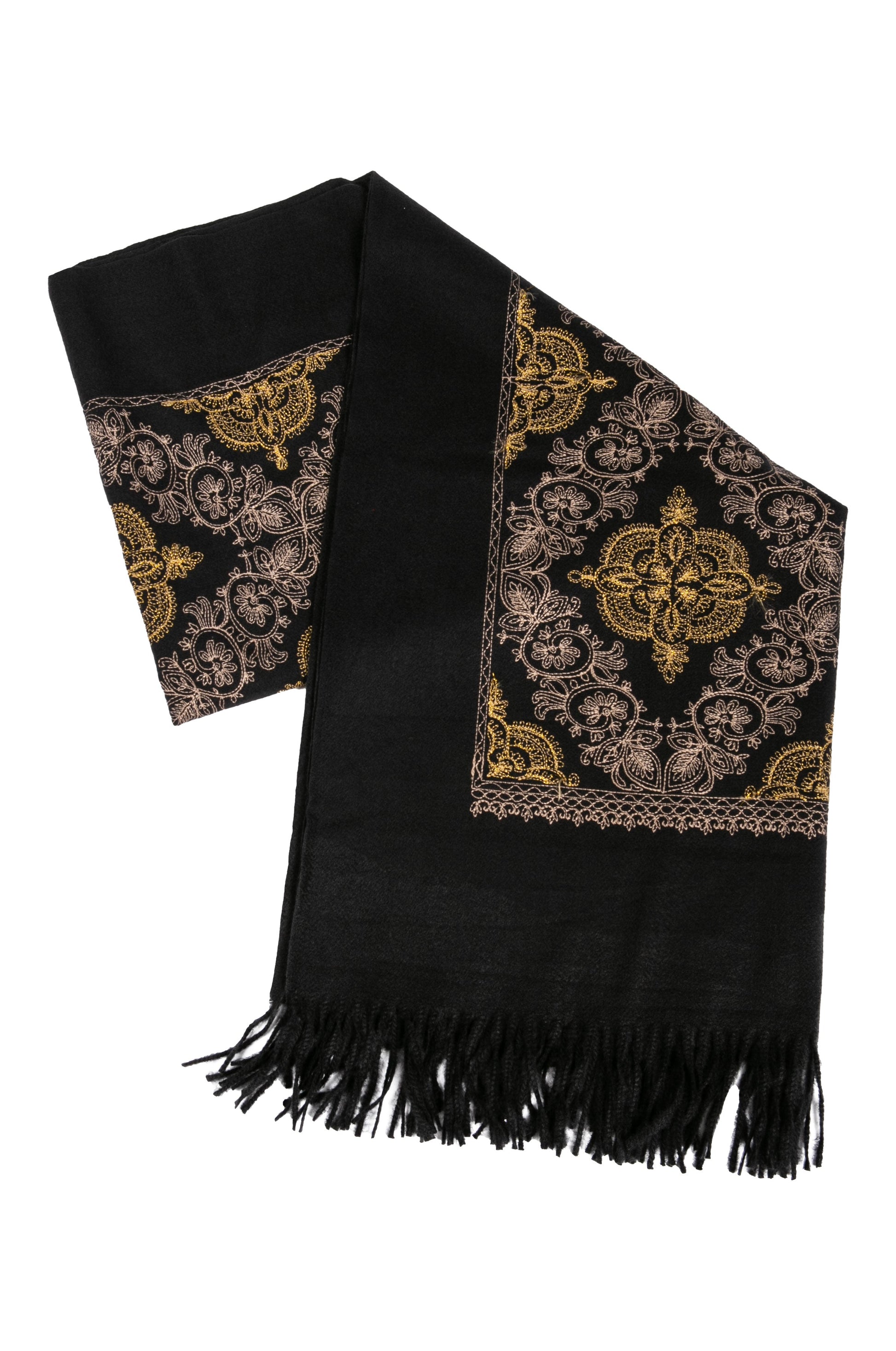 Sakkas Ginata Women's Large Casual Super Soft Embroidery Scarf Shawl Wrap Stole - Concordia Style Boutique