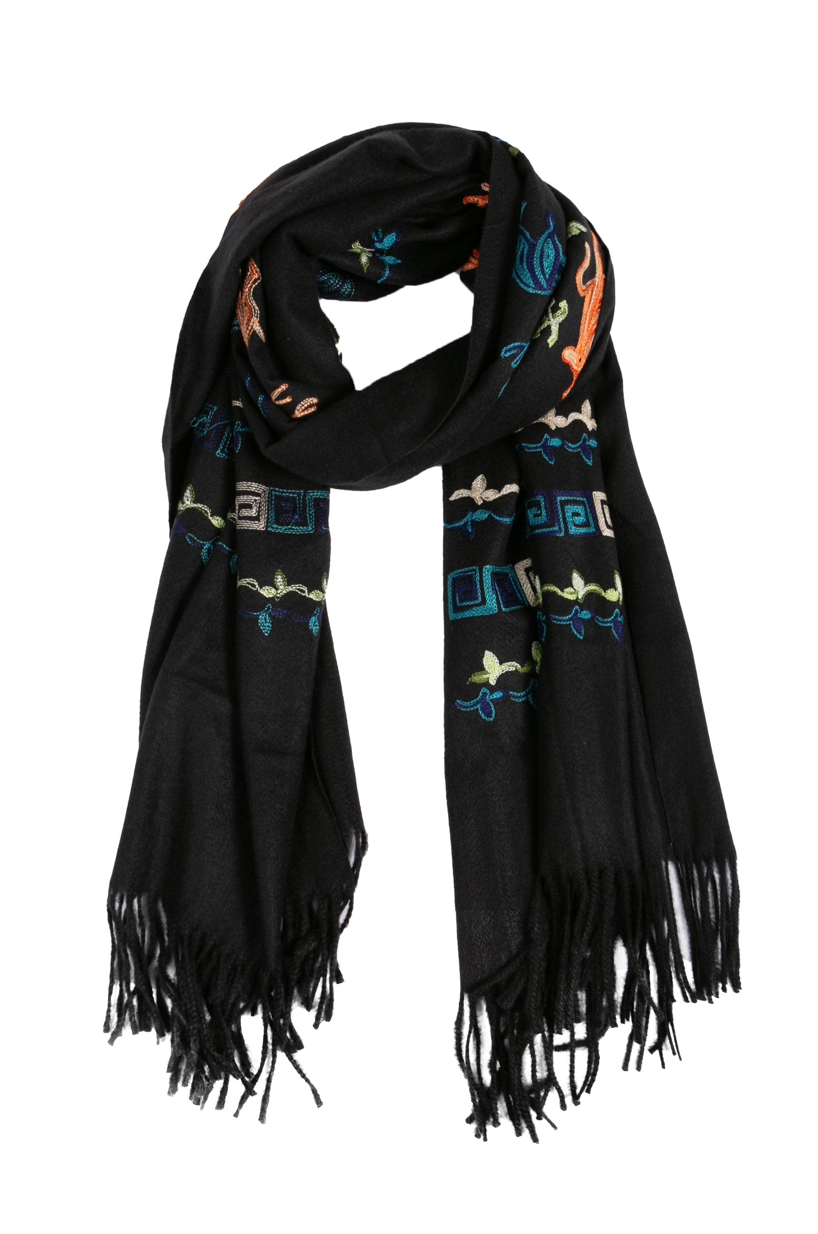 Sakkas Ginata Women's Large Casual Super Soft Embroidery Scarf Shawl Wrap Stole - Concordia Style Boutique