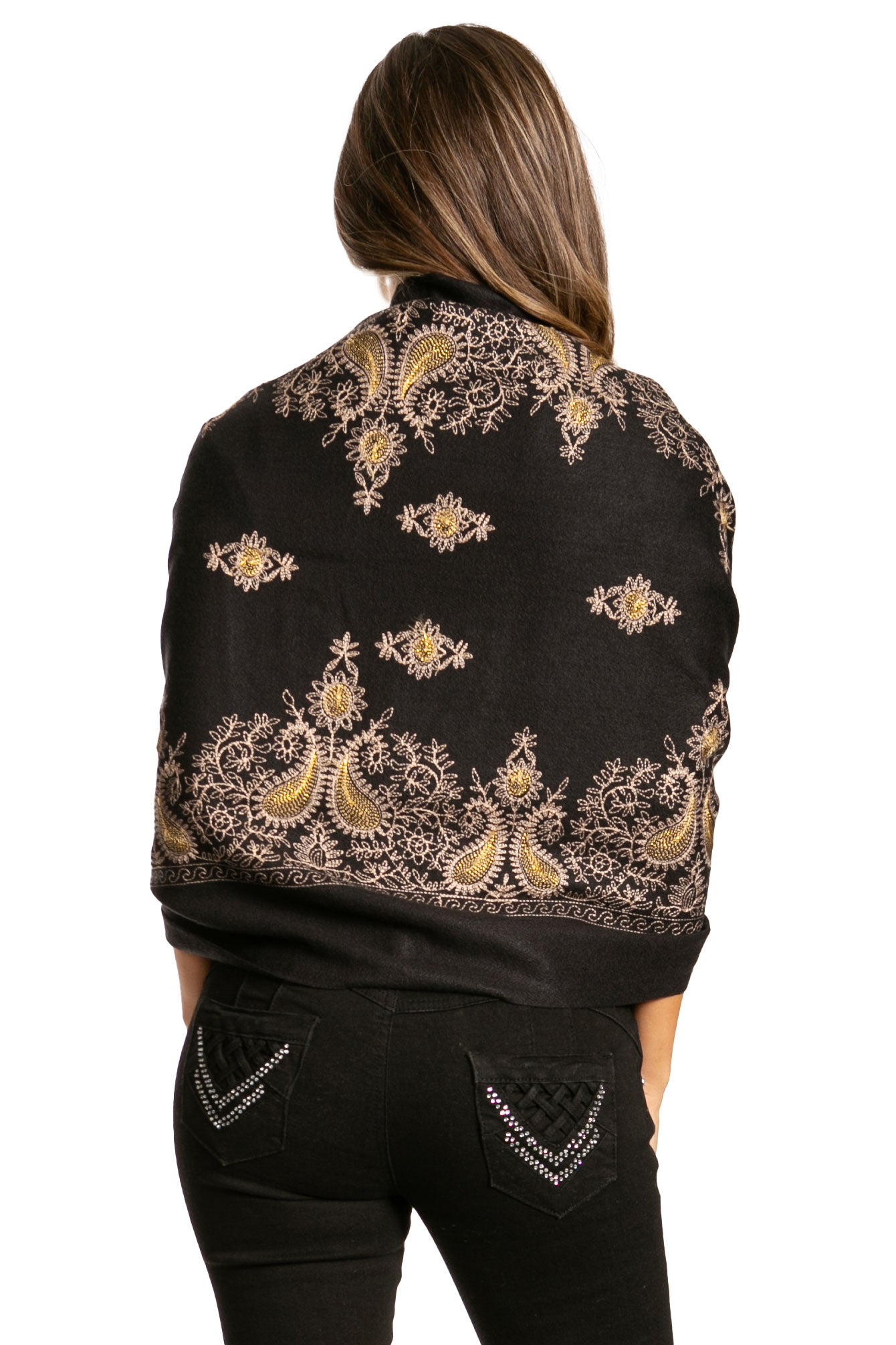 Sakkas Ginata Women's Large Casual Super Soft Embroidery Scarf Shawl Wrap Stole - Concordia Style Boutique