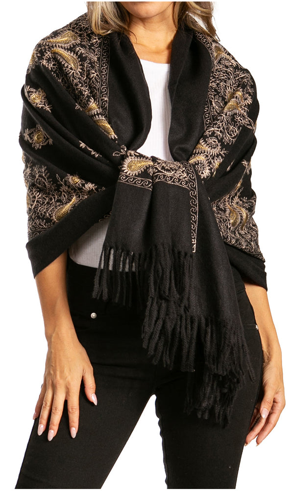 Sakkas Ginata Women's Large Casual Super Soft Embroidery Scarf Shawl Wrap Stole - Concordia Style Boutique